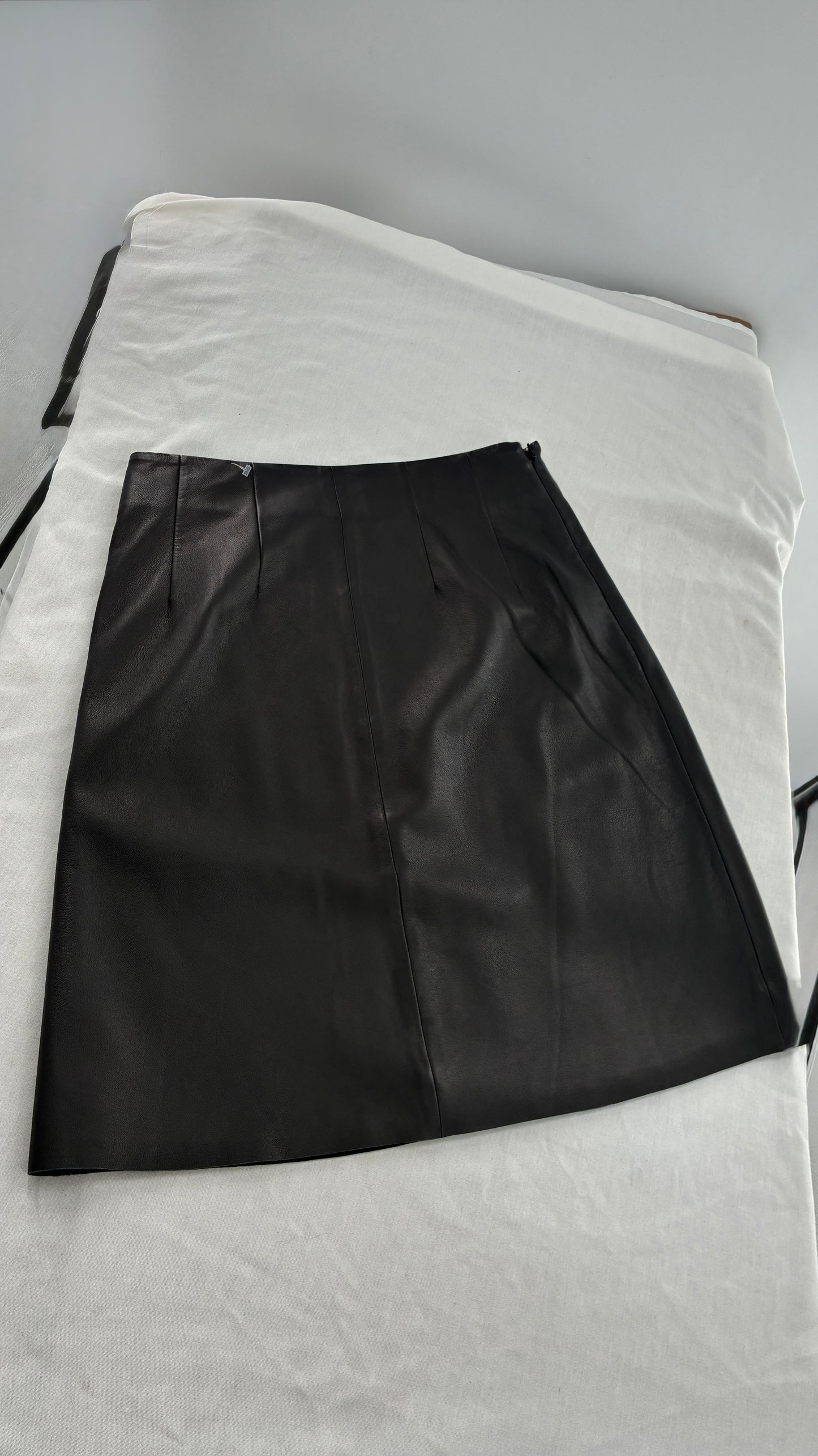 IRIS & INK 100% Black Lamb Leather Skirt (10)