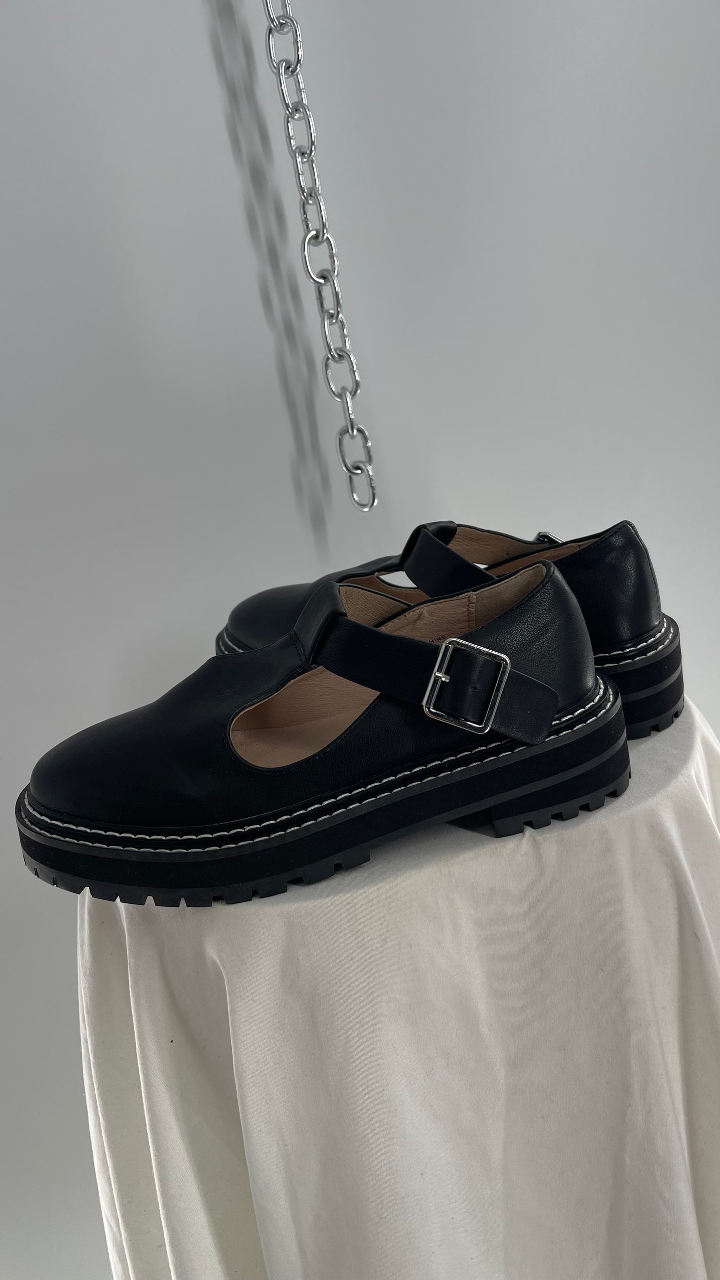 Urban Outfitters Black Leather Mary Janes (6)