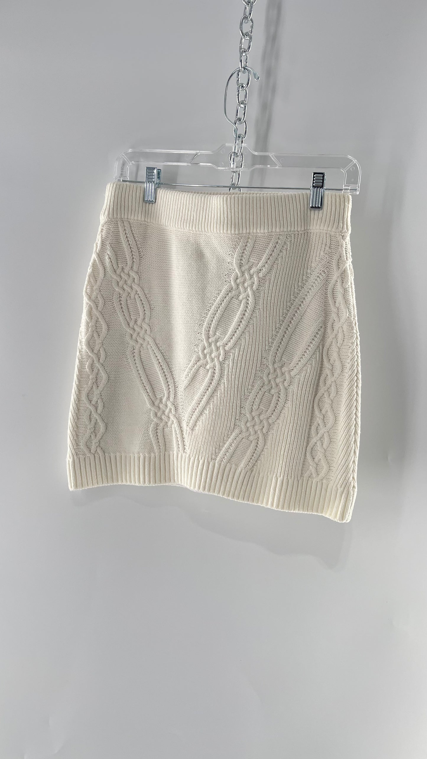 Maeve Anthropologie White Cable-knit Mini Skirt (Small)