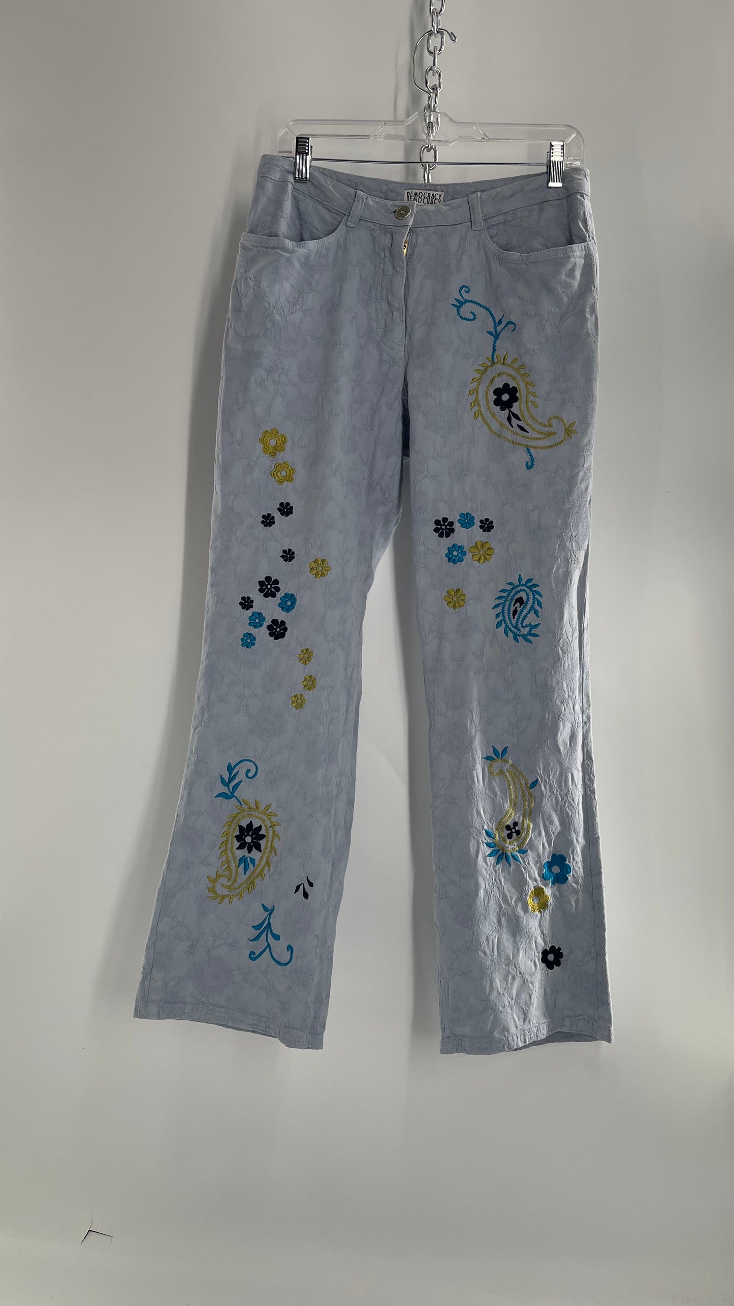 Vintage DEMOCRACY Embroidered, Textured Kickflares (8 Petite)