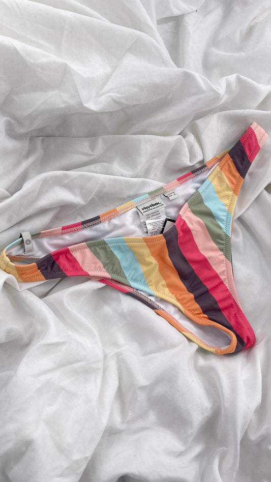 RHYTHM Colorful Striped Cheeky Swim Bottoms (XL)