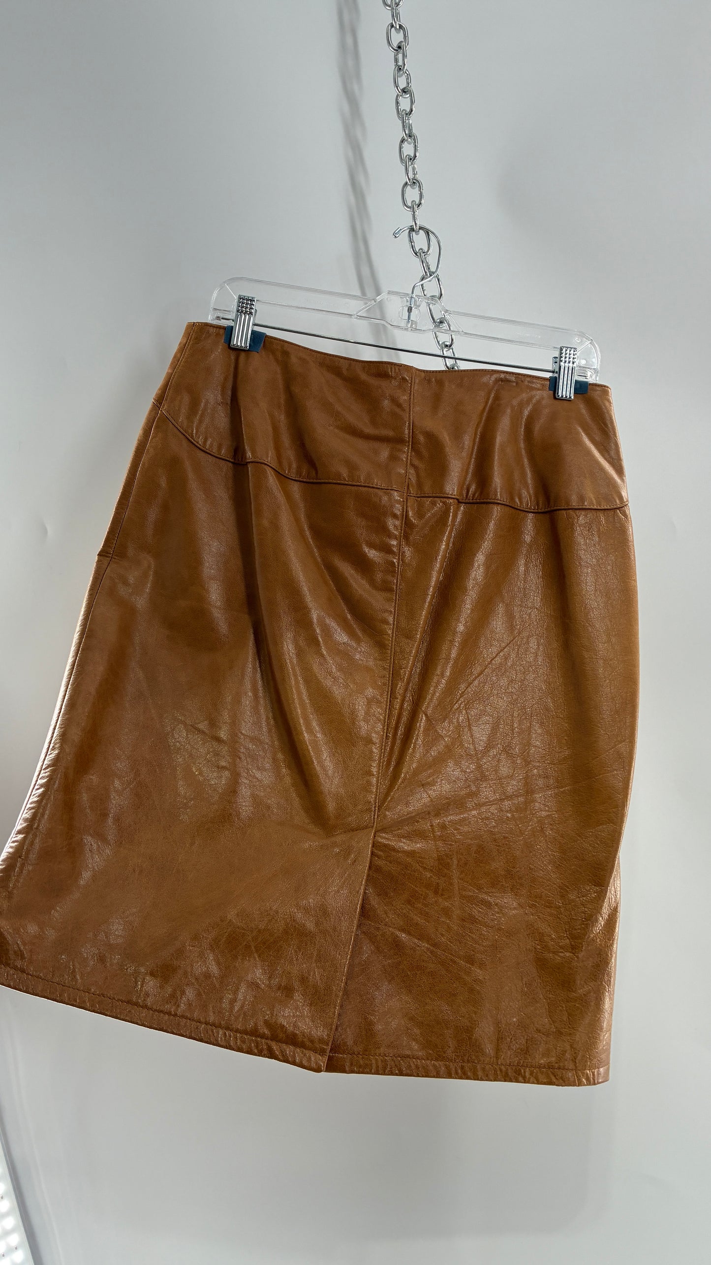 Vintage GAP Camel Leather Hip Skirt with Hip Detail (6)