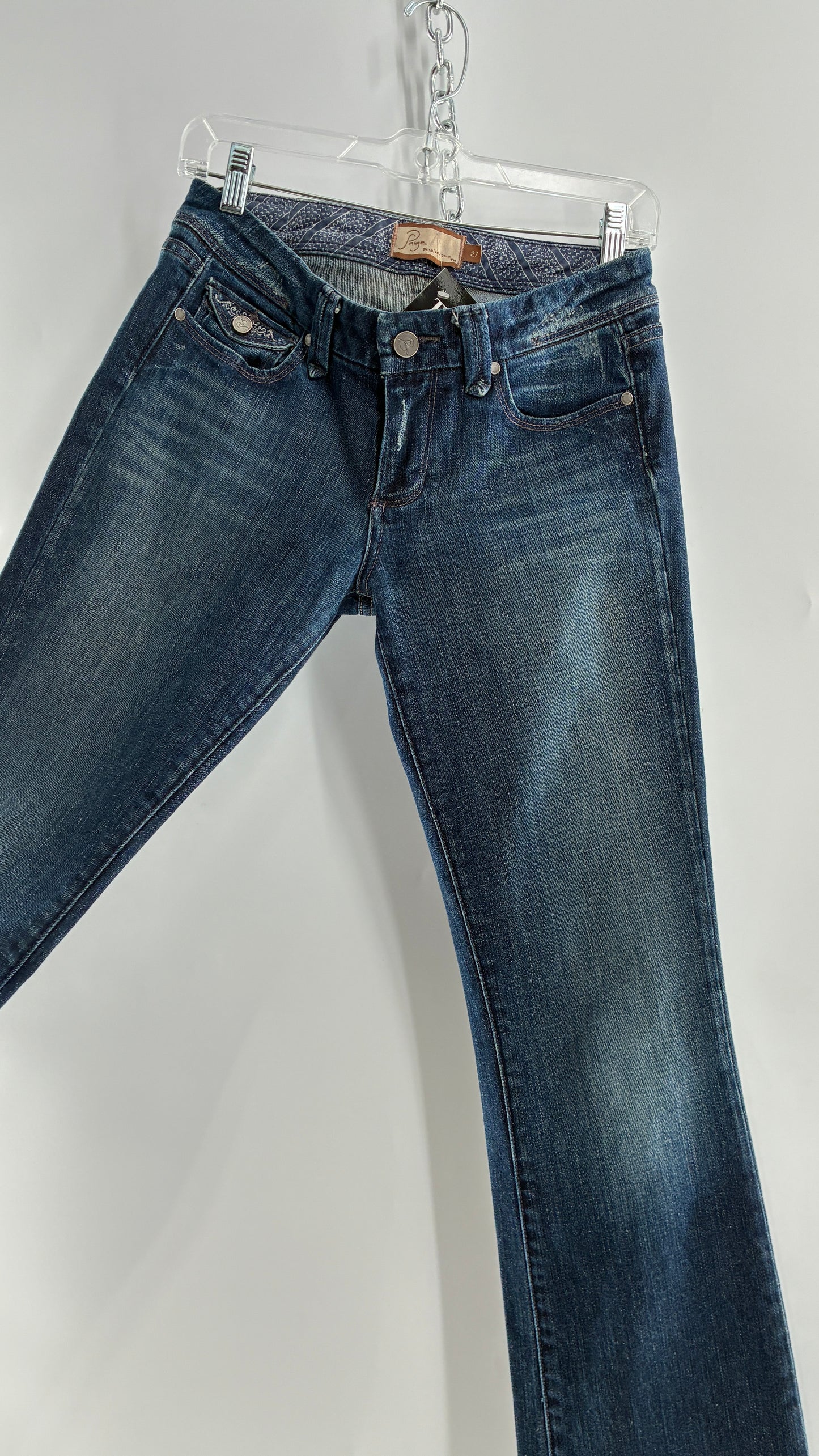 Vintage PAIGE Kick Flare Jeans with Embroidered Pockets (27)