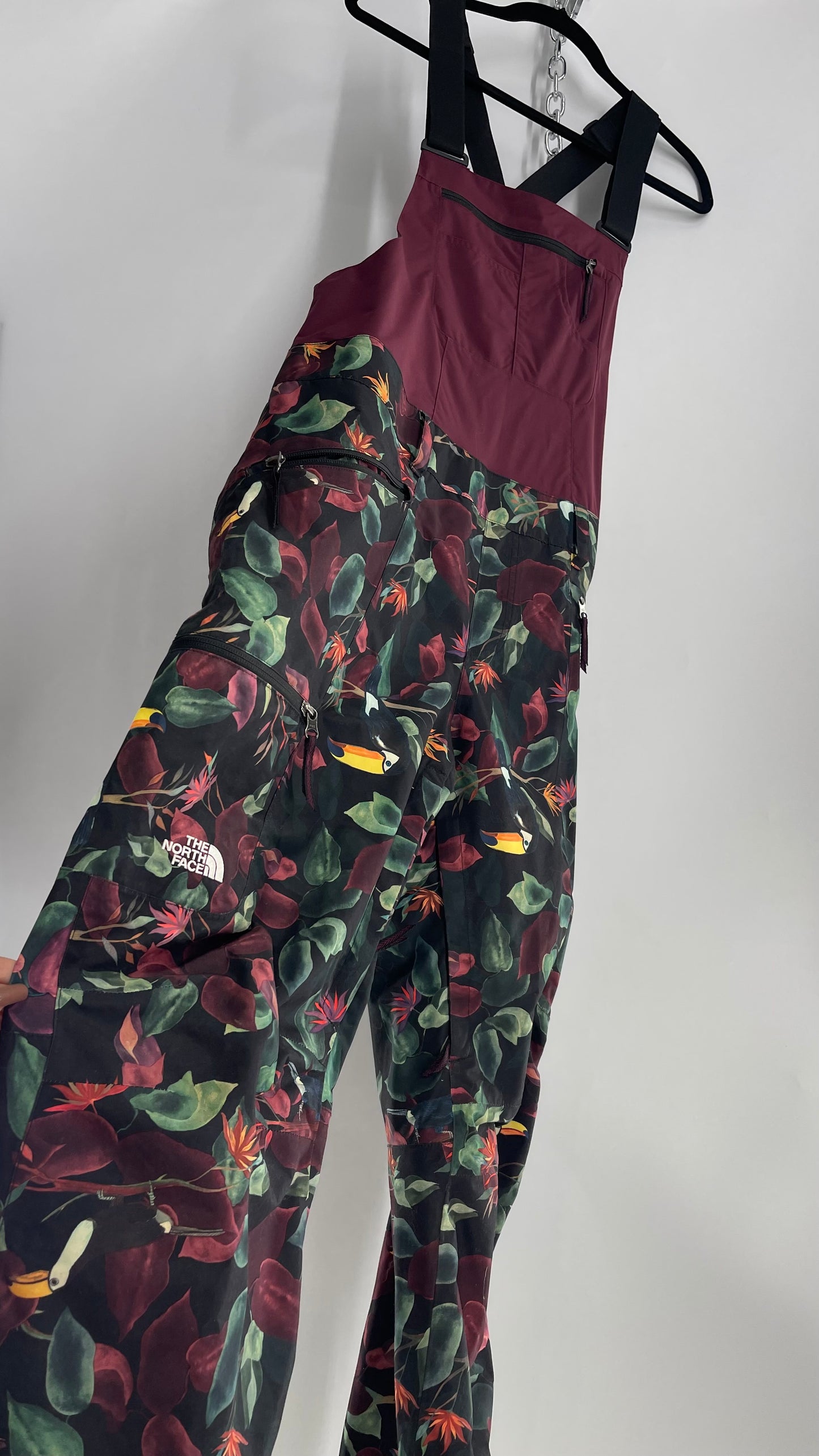 The North Face  Tropical Patterned Burgundy Snowboard/Ski/Snowsuit (XL)