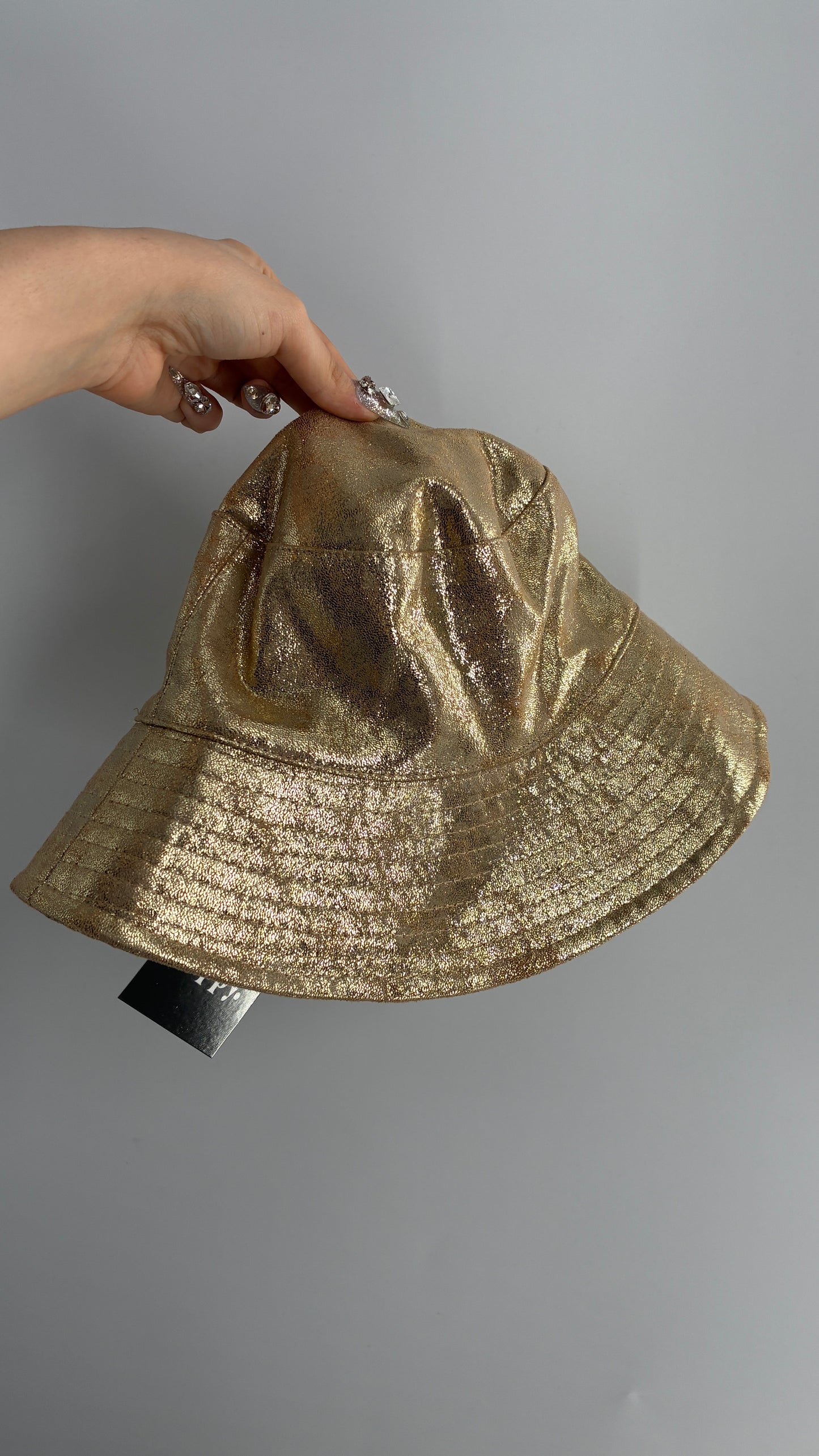 Free People Gold Glitter Shimmer Bucket Hat