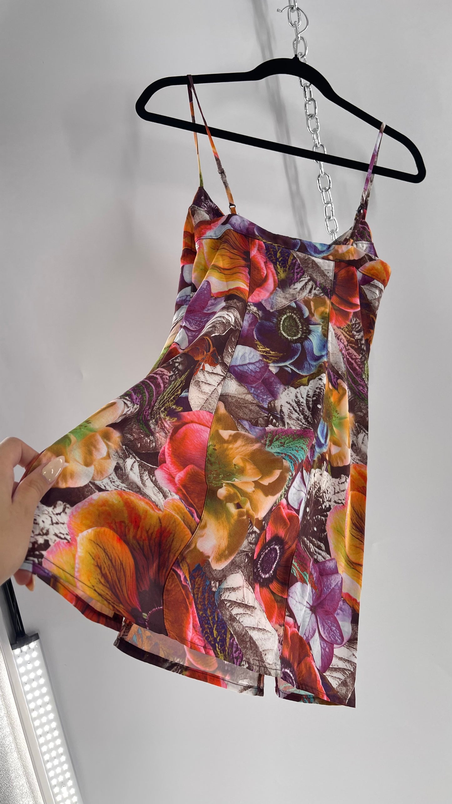 Urban Outfitters Colorful Floral Graphic Psychedelic Mini Dress (XS)