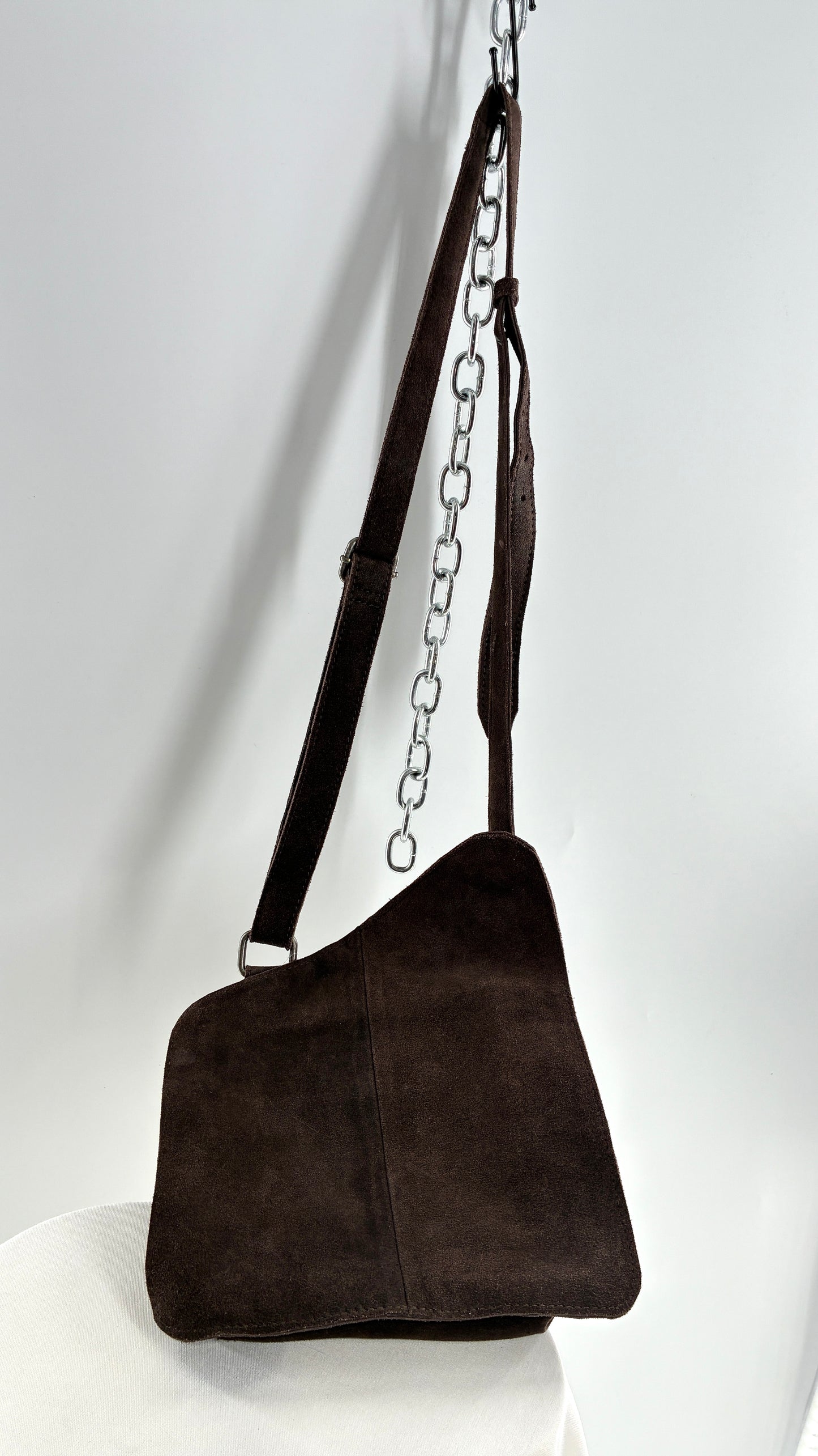 Free People Brown Suede Leather Crossbody Pouch Purse