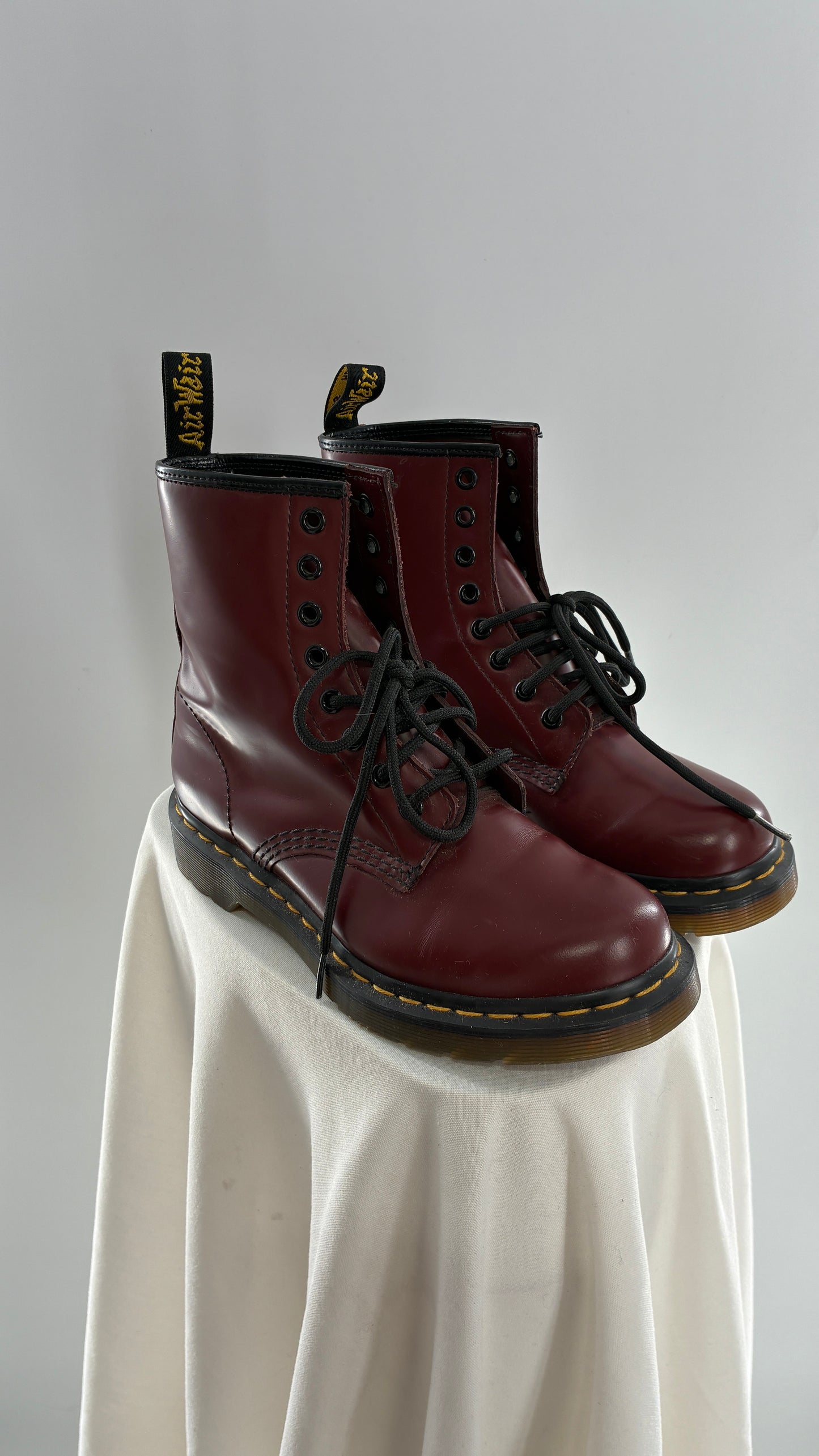 Vintage Dr. Martens Burgundy Maroon Combat Boots (6L)