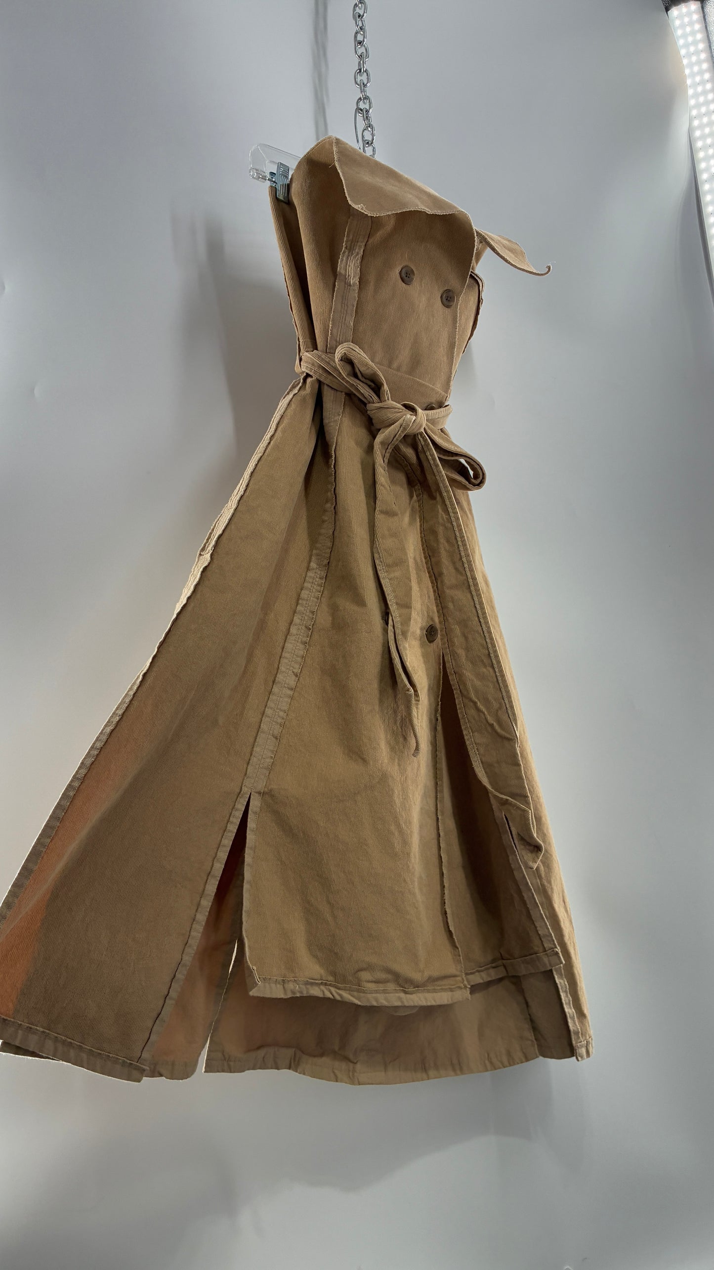 Vintage Corduroy Trench Coat Style Dress (Medium)