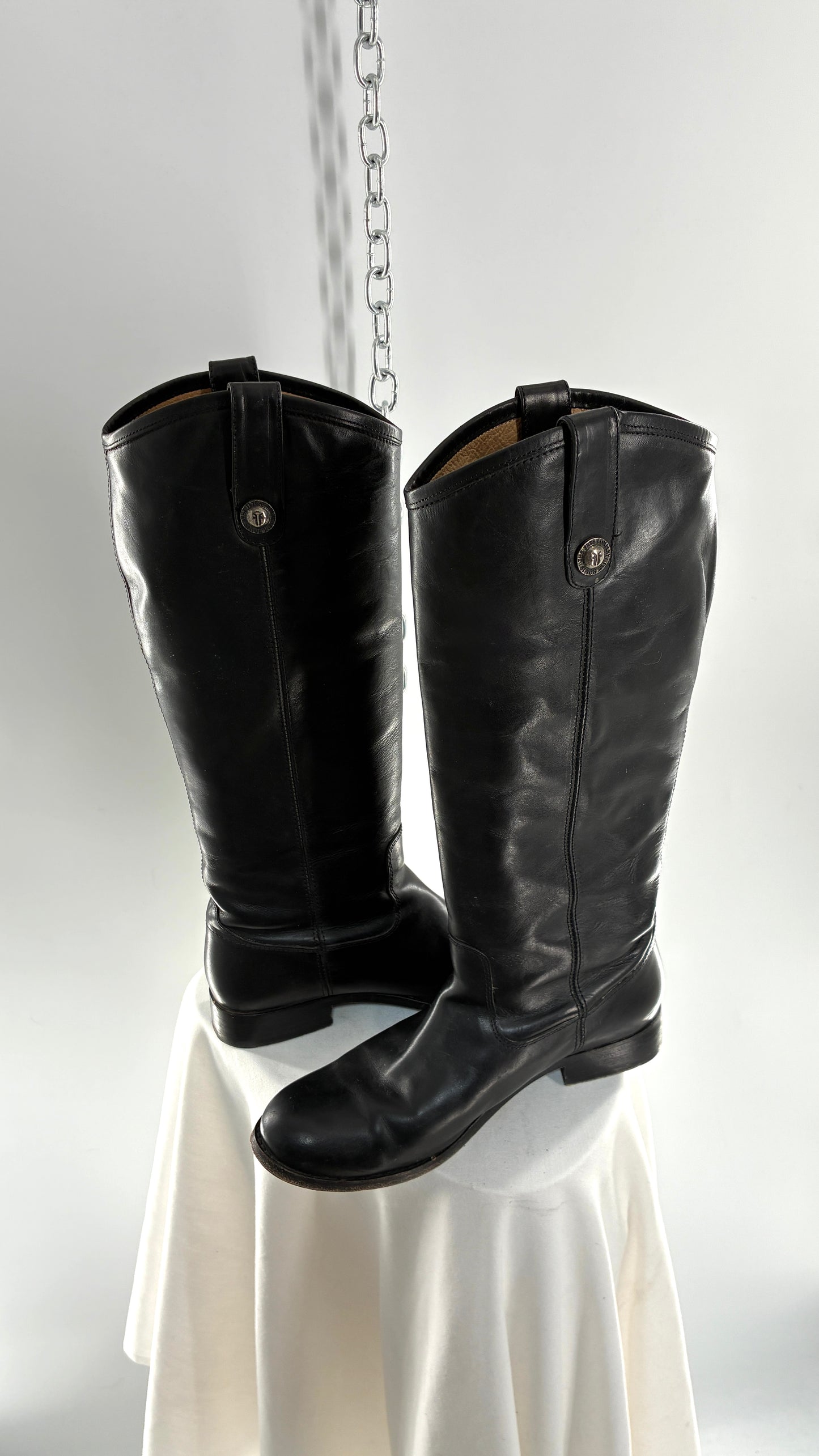 Vintage FRYE Melissa Tall Black Leather Button Boot Made in Mexico (7.5)