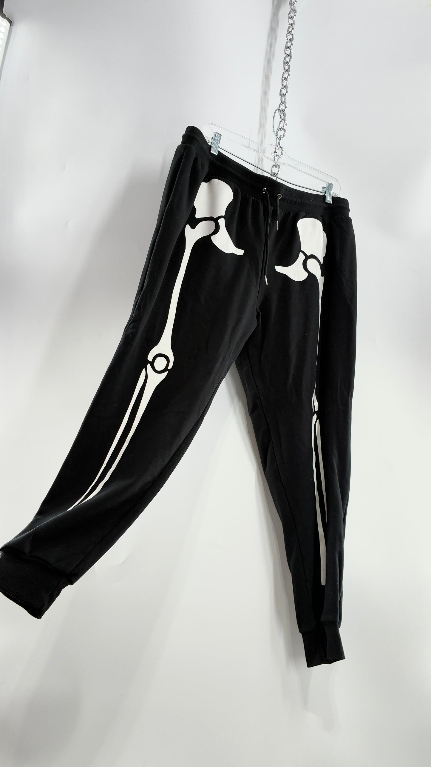 Vintage Thick Knit Skeleton Halloween Loungewear Joggers (Large)