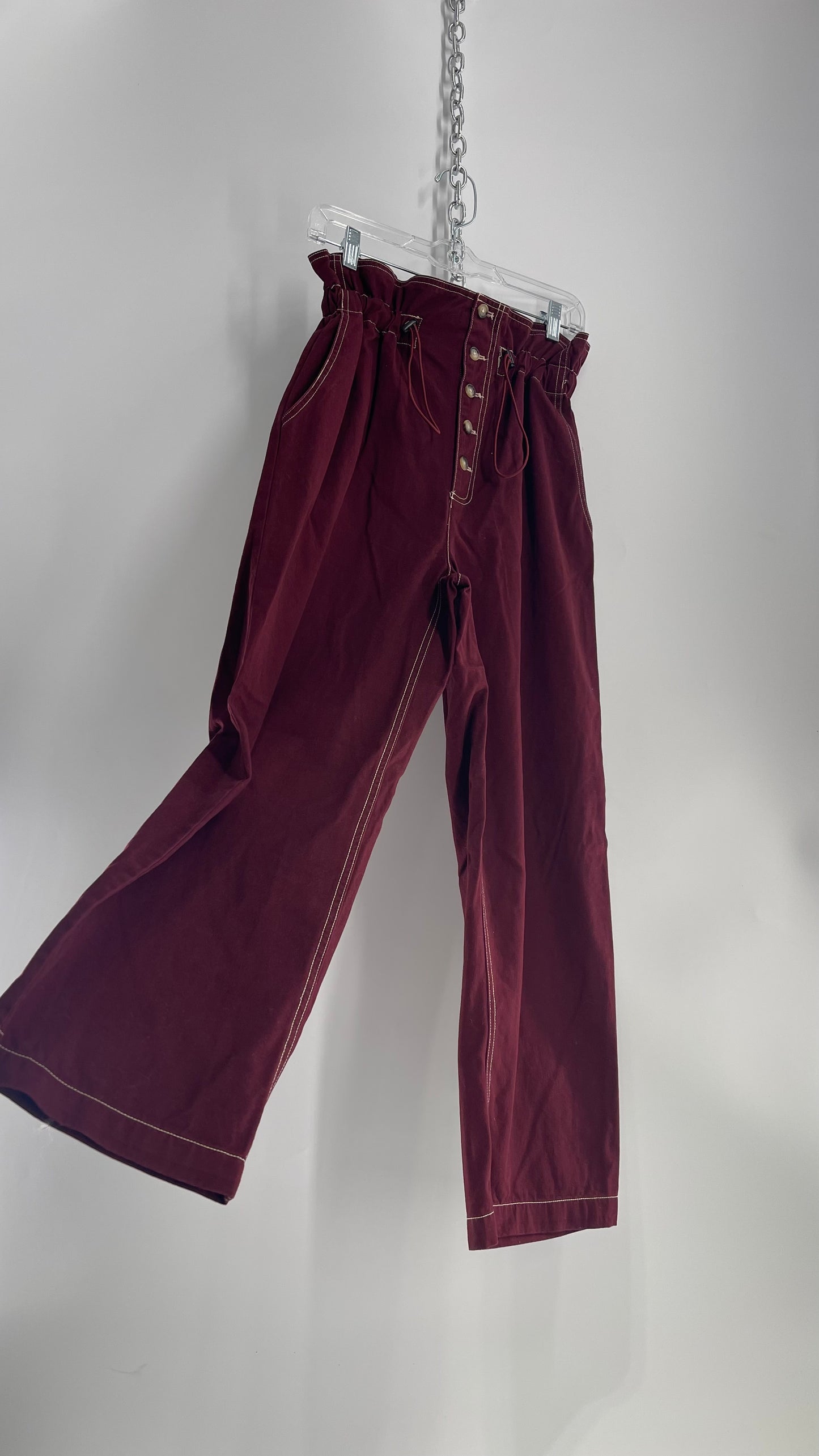 Maroon Urban Outfitters Flare Button Up Pants (M)