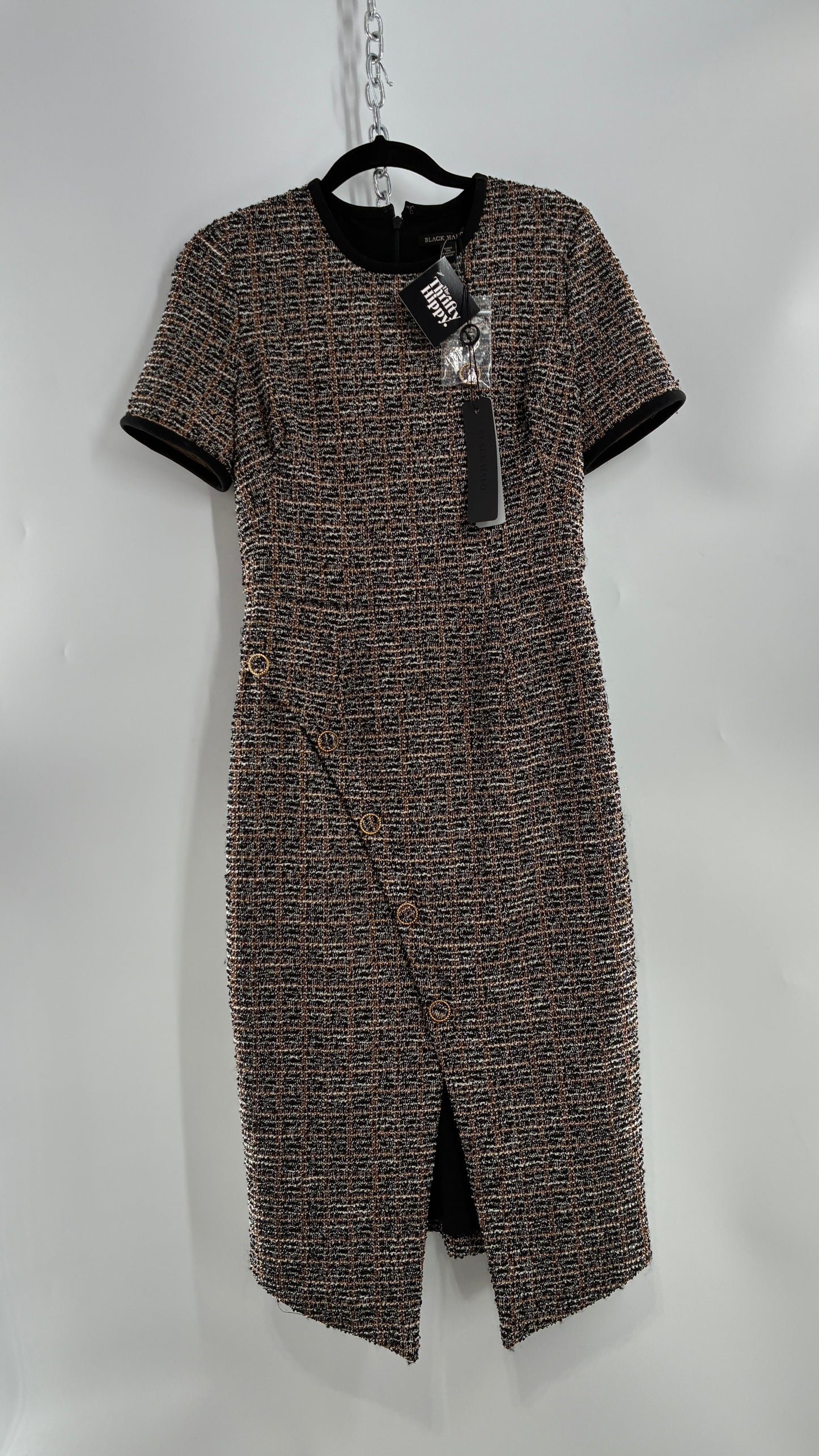BLACK HALO Tweed Midi Dress with Tags Attached (8)