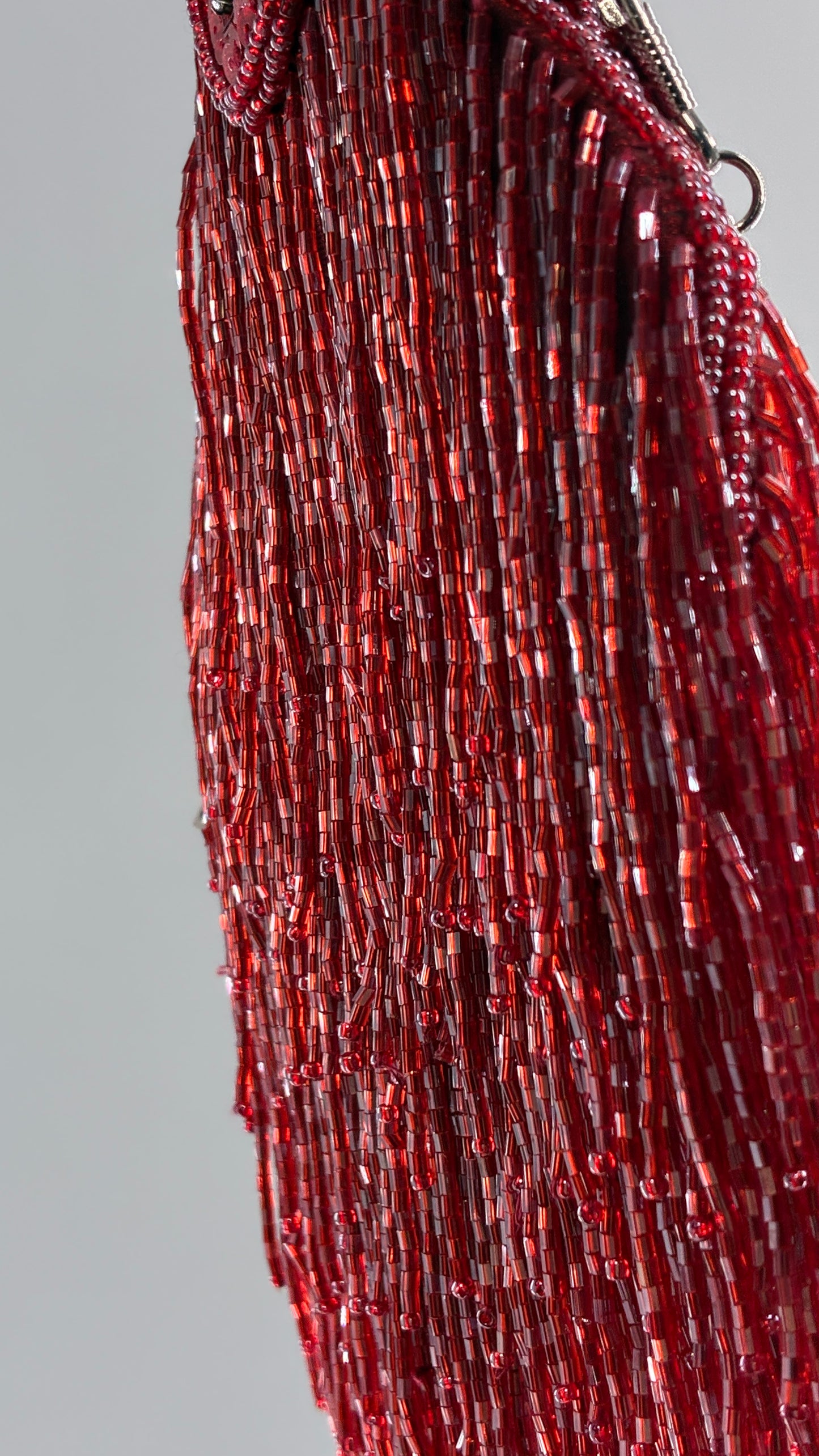 Deadstock Vintage COLLEEN LOPEZ Beaded Red Fringe Purse with Tags Attached