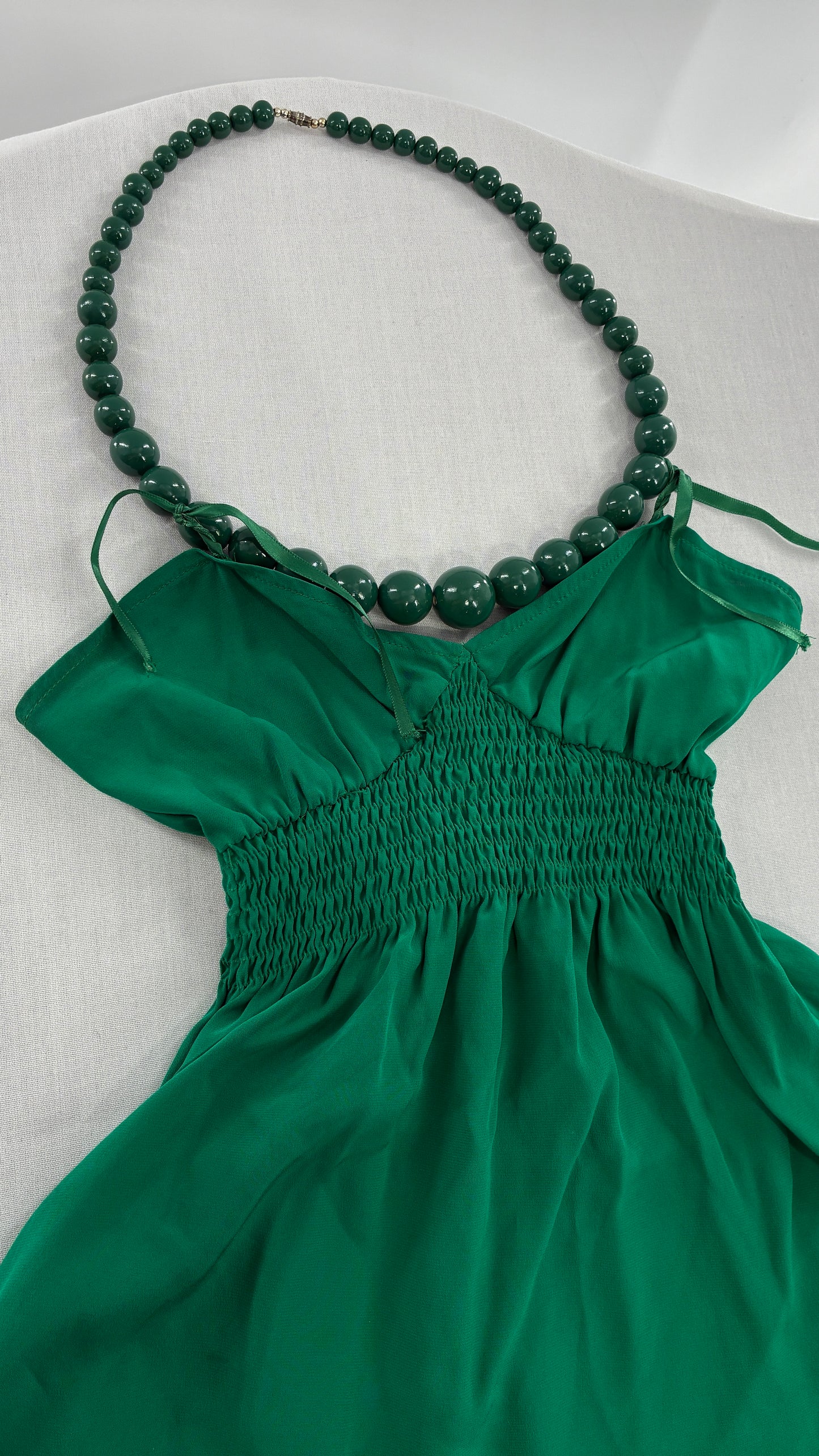 Vintage “Who Cares Made on the Third Panet from the Sun” 100% Silk Green Camisole Blouse (XS)
