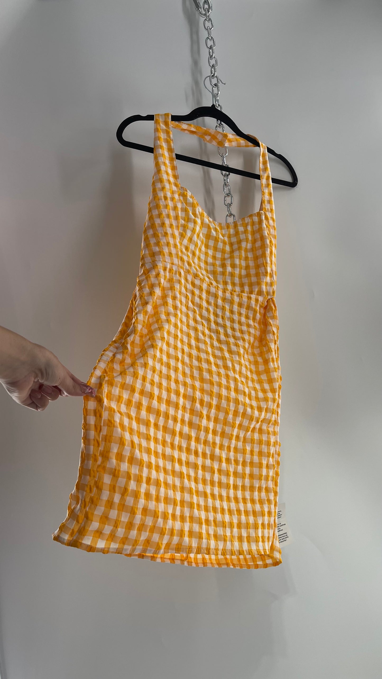 ASOS Design Yellow Halter Gingham Picnic Dress with Tags Attached (12)