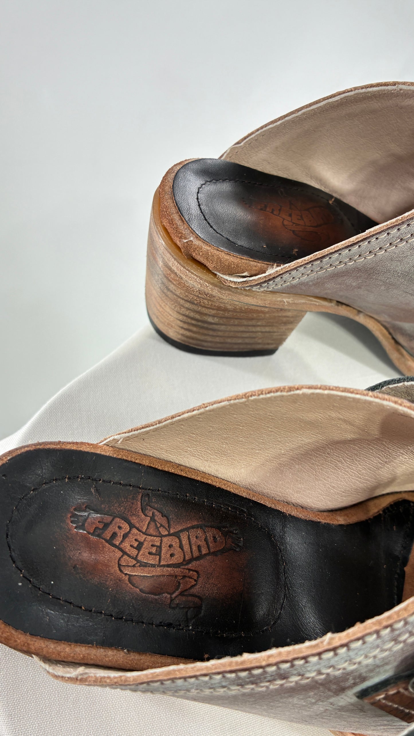 Free Bird Caprice Leather Sandal with Bronze Embossed Straps and Stamped Sole Made in Mexico (7)