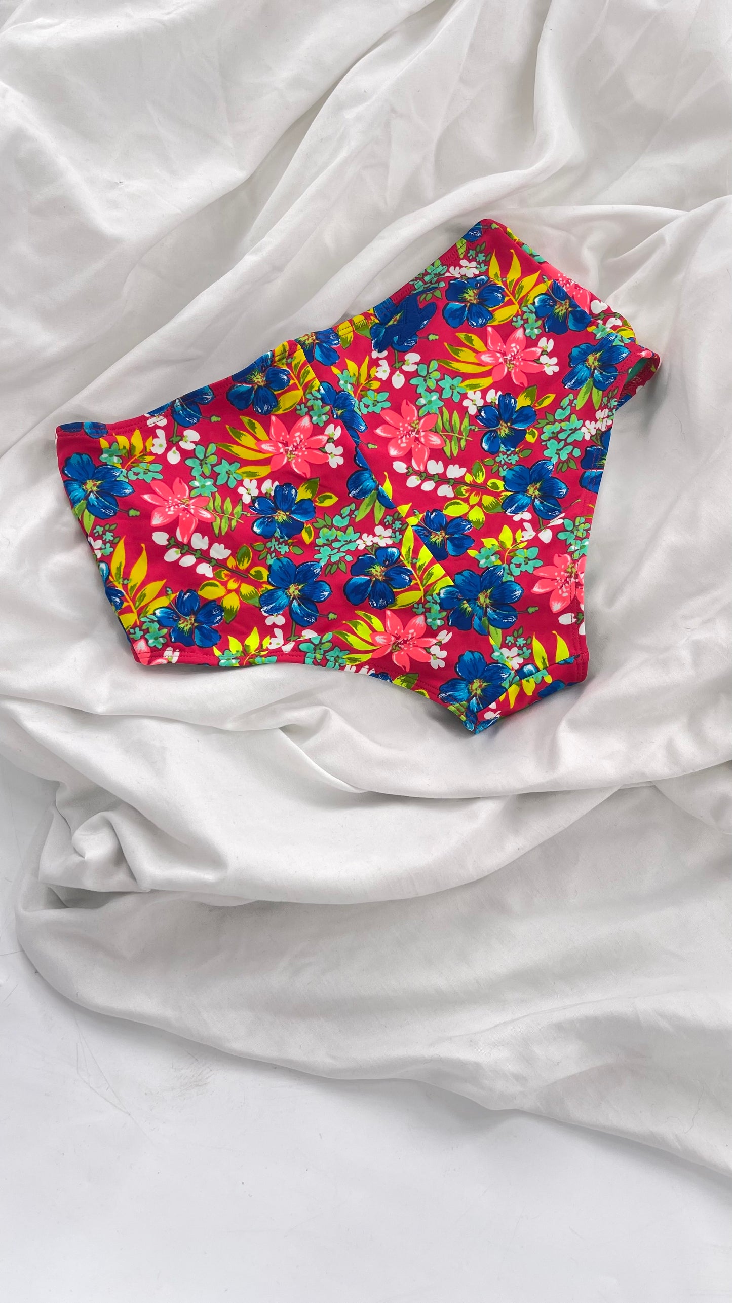 Hollister Red Tropical Mid Rise Cheeky Swim Bottoms (S)