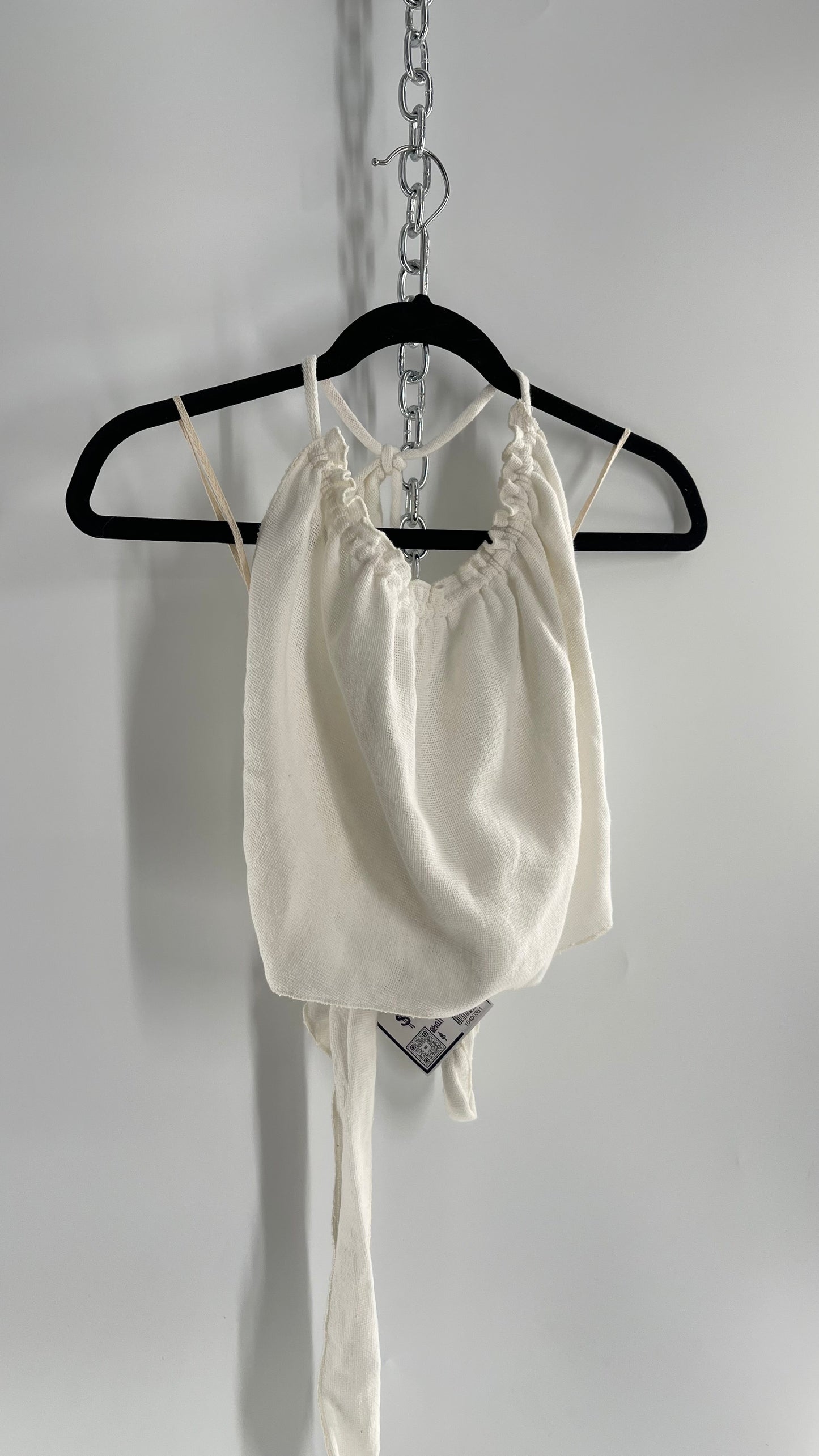 Free People White 100% Cotton Backless Halter (XS)