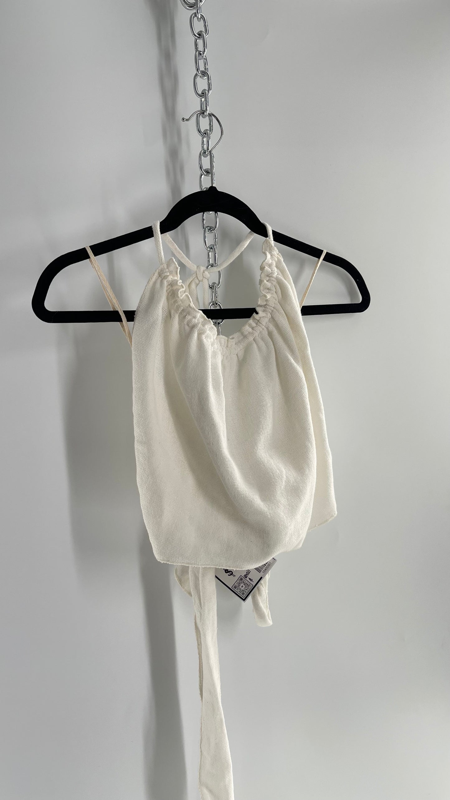 Free People White 100% Cotton Backless Halter (L)