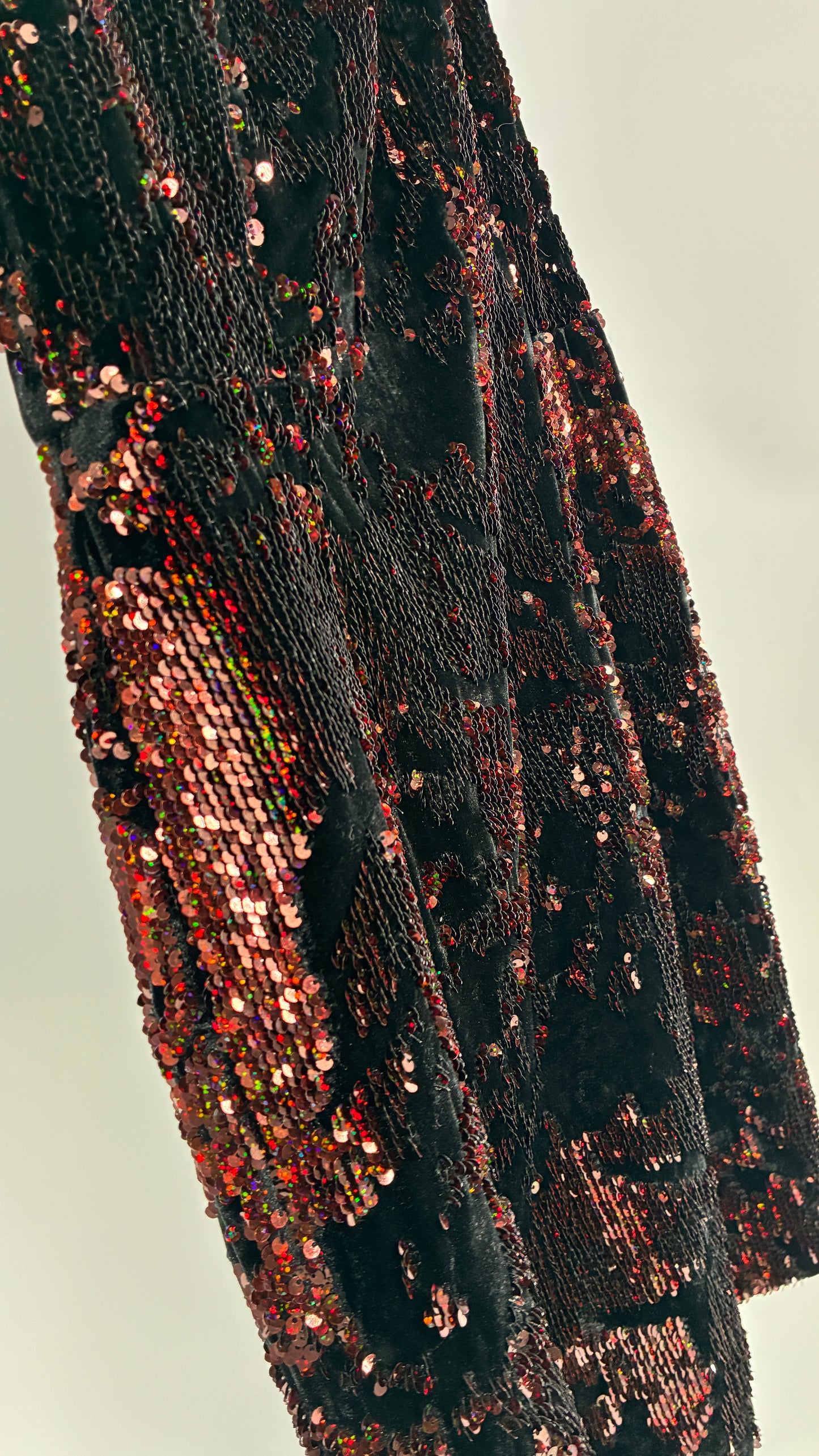 MILLY Cora Velvet, Black and Rose Gold Sequin Mini Dress with Built in Corset (4)
