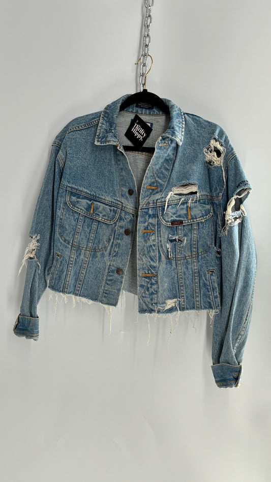 Vintage LEE Distressed Denim Cropped Jacket  (Medium)