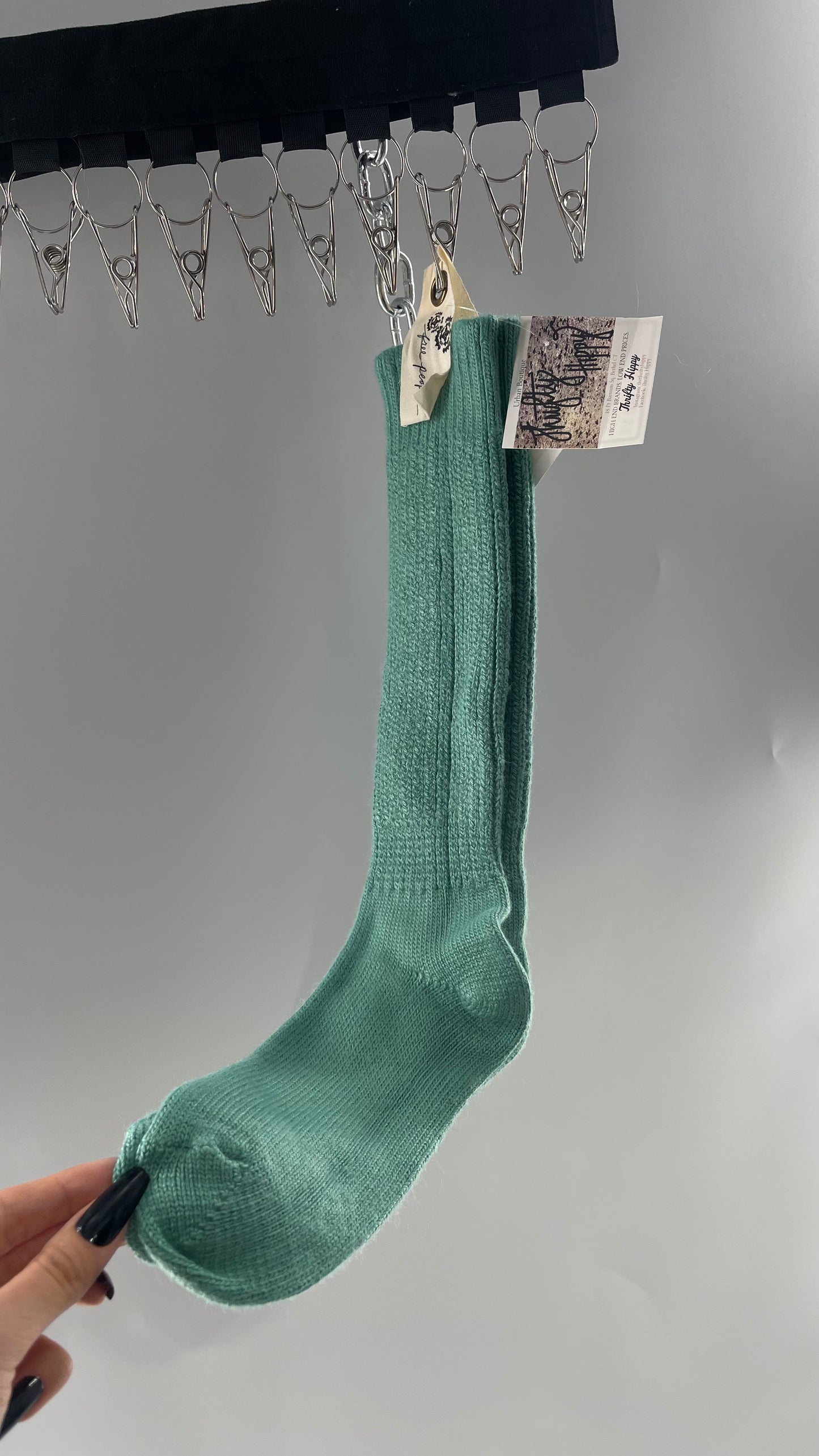 Free People Kelly Green Knee High Knit Socks