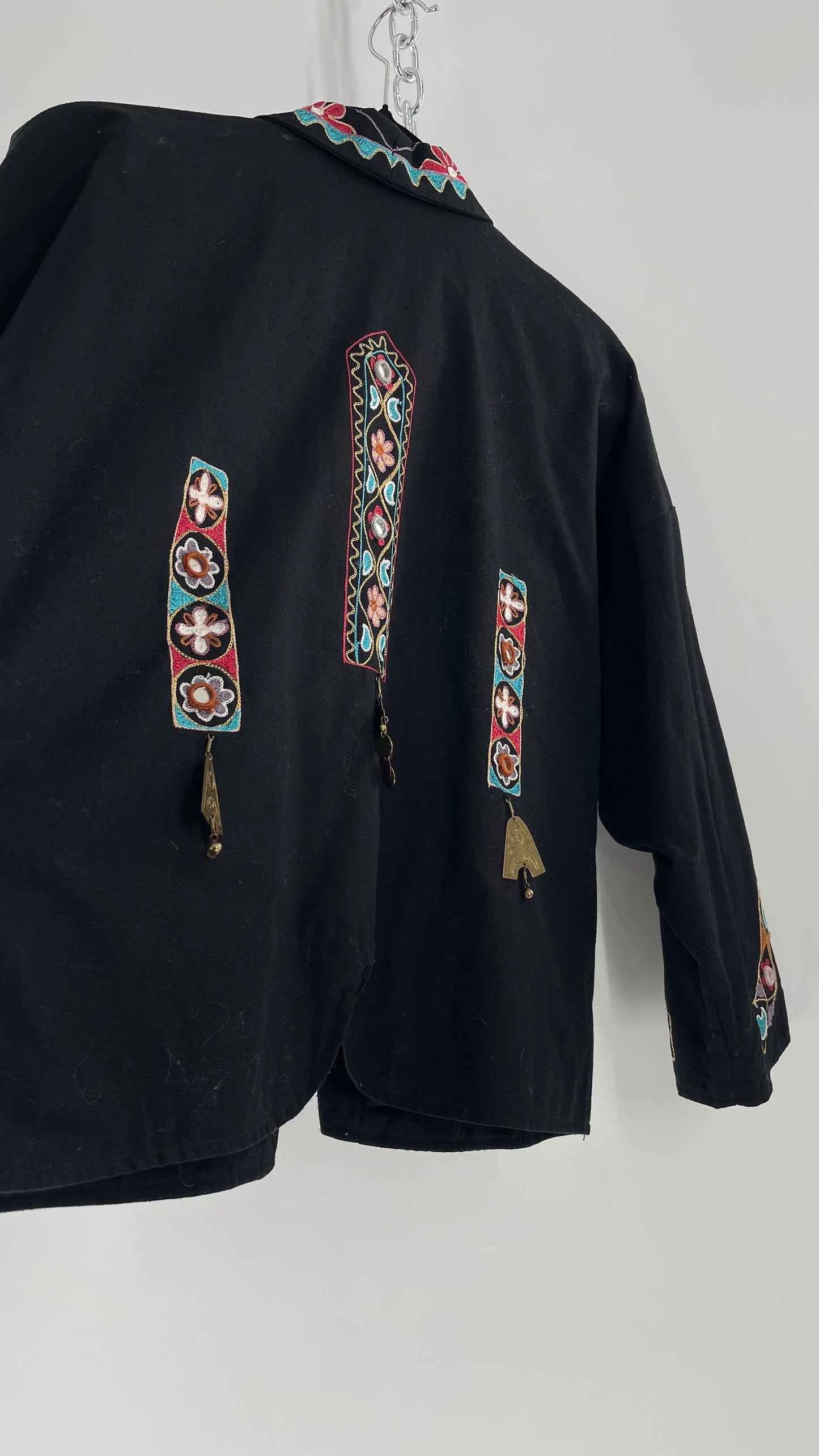 Vintage 1970s RÁFIA STUDIO Western Embroidered Jacket with Bronze Medallions (Medium)