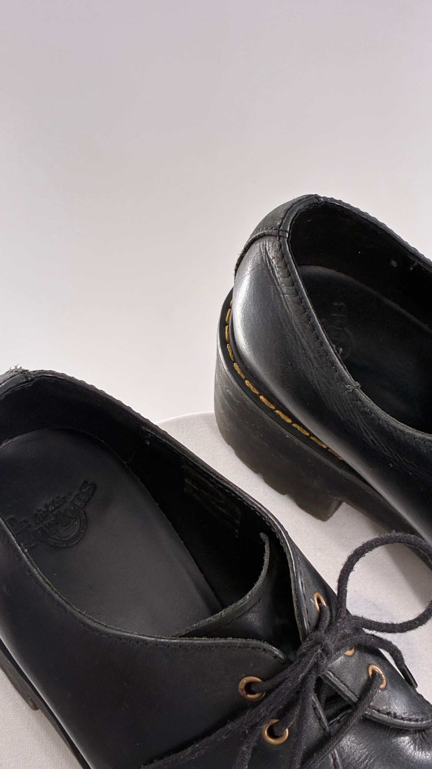 Vintage Doctor Martens Black Leather, Platform, Chunky Oxfords (9)