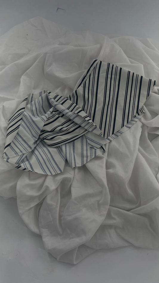 Anthropologie Citrine Made in Bali White/Black Striped Bandeau Swim Top with Ruffle (Small)