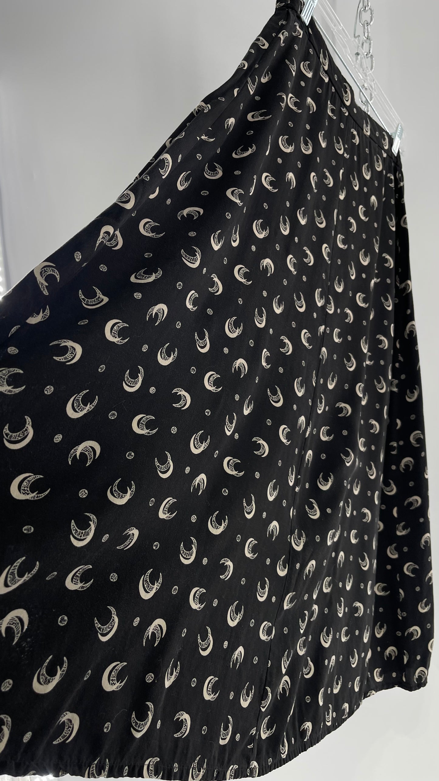 Vintage Gothic Chez Shay Black Skirt with Crescent Moons (Medium)