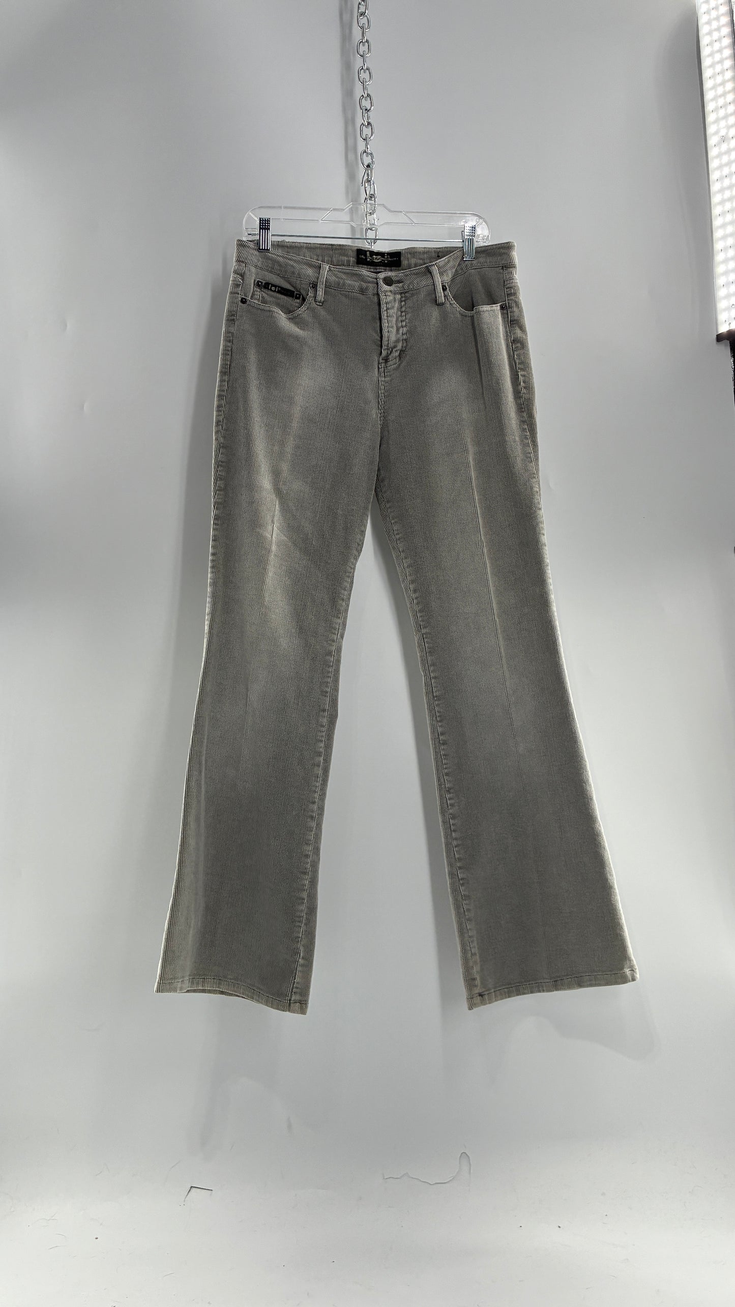 Vintage LEI Grey Corduroy Flare Pants with Fading Detail (13)