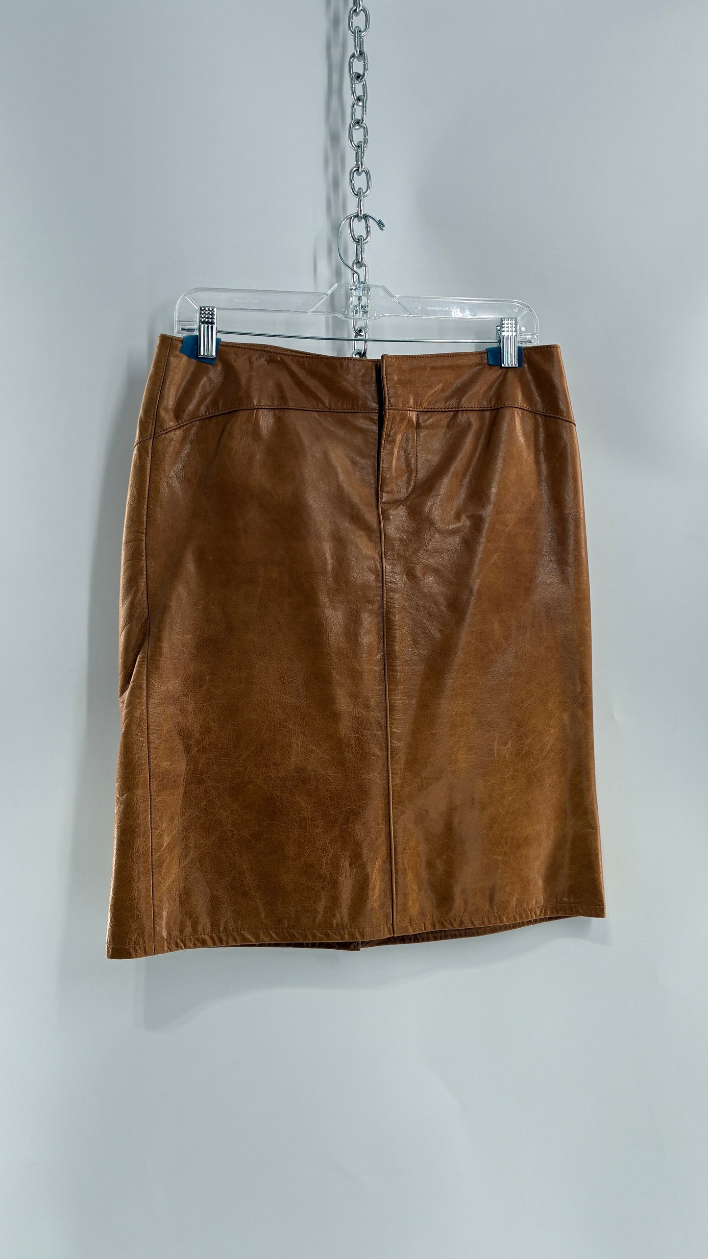 Vintage GAP Camel Leather Hip Skirt with Hip Detail (6)