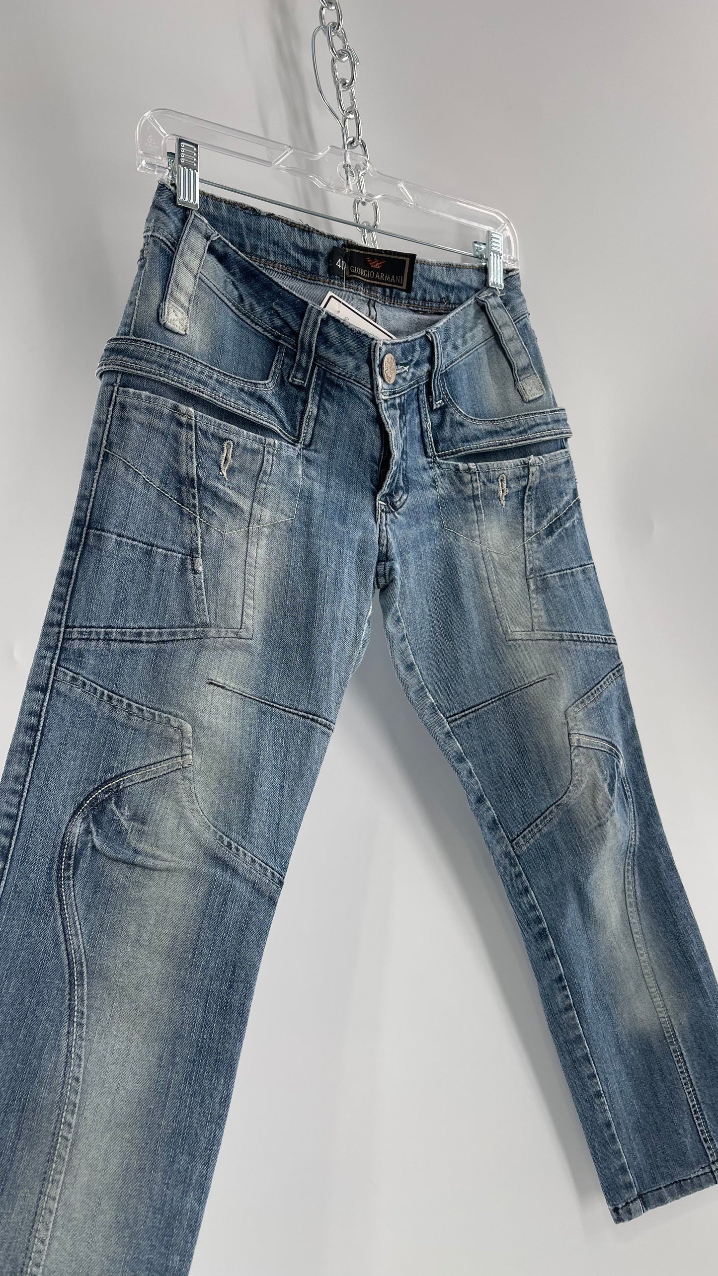 Giorgio Armani Jeans Abstract Seams Light Wash Skinnies (40)