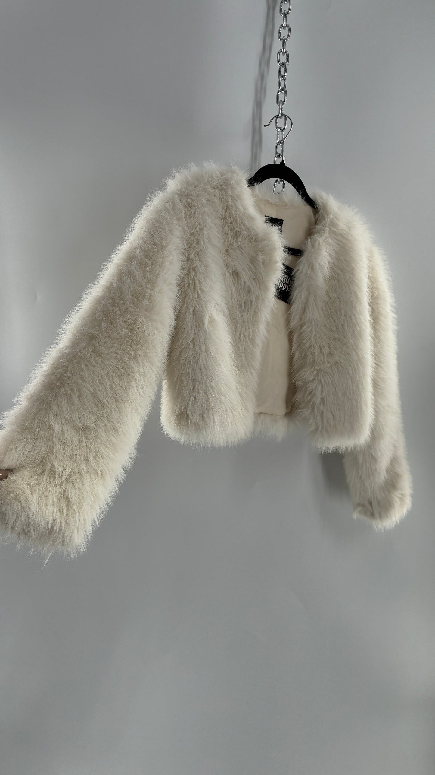 White Fluffy Cropped Jacket (Y14/XS/S)