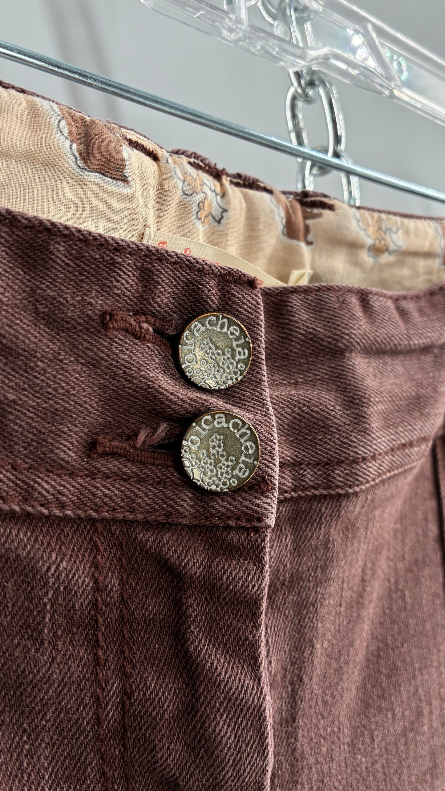 Vintage BICA CHEIA Brown Low Rise Wide Leg Jeans with Mini Pockets (32)