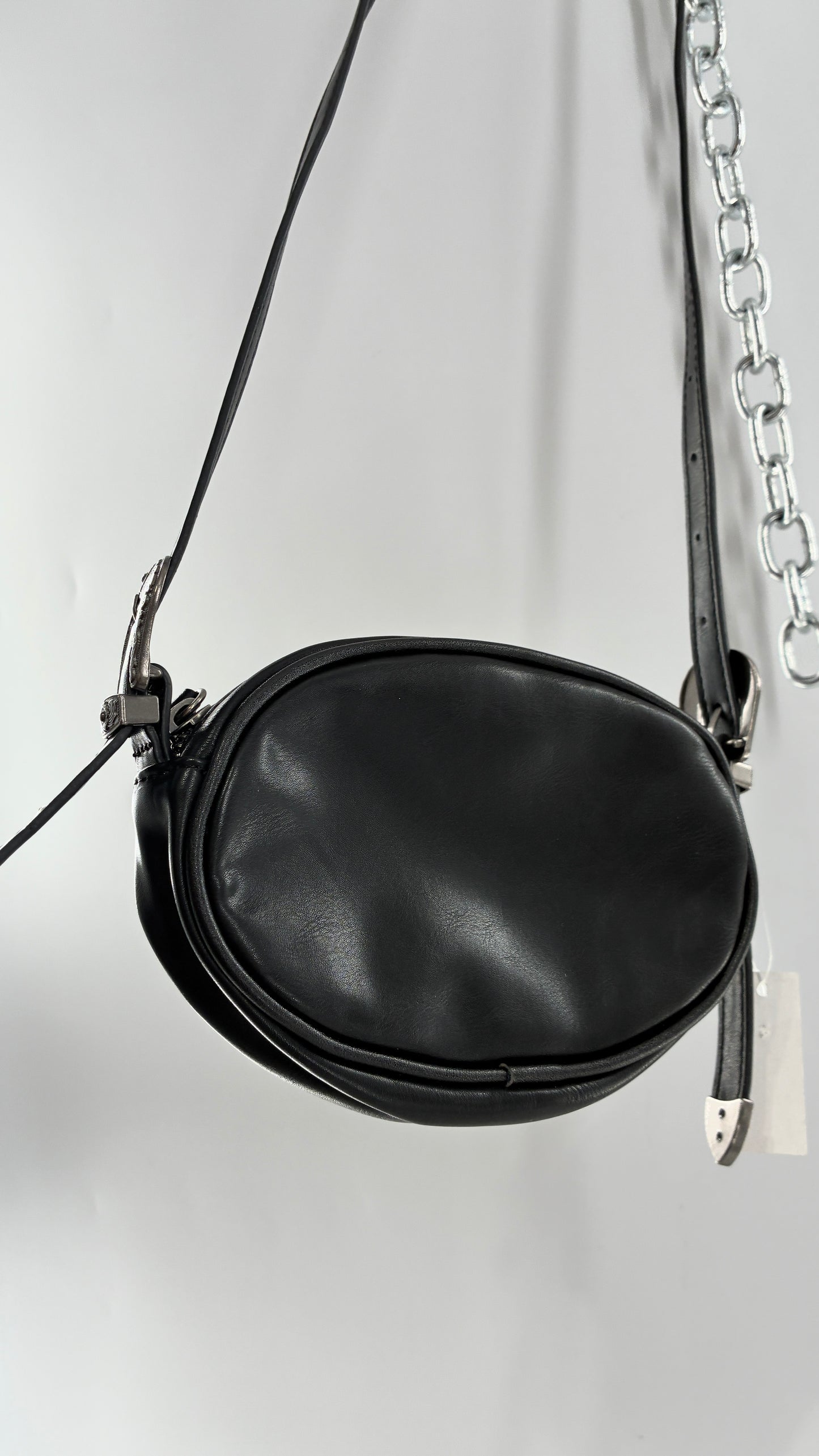 Urban Outfitters Black Vegan Leather Western Buckle Bag