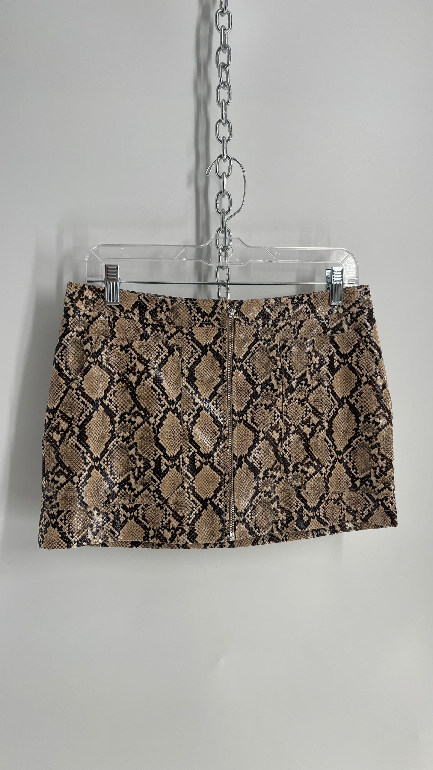 Free People Snakeskin Neutral Zip Front Mini Skirt (8)