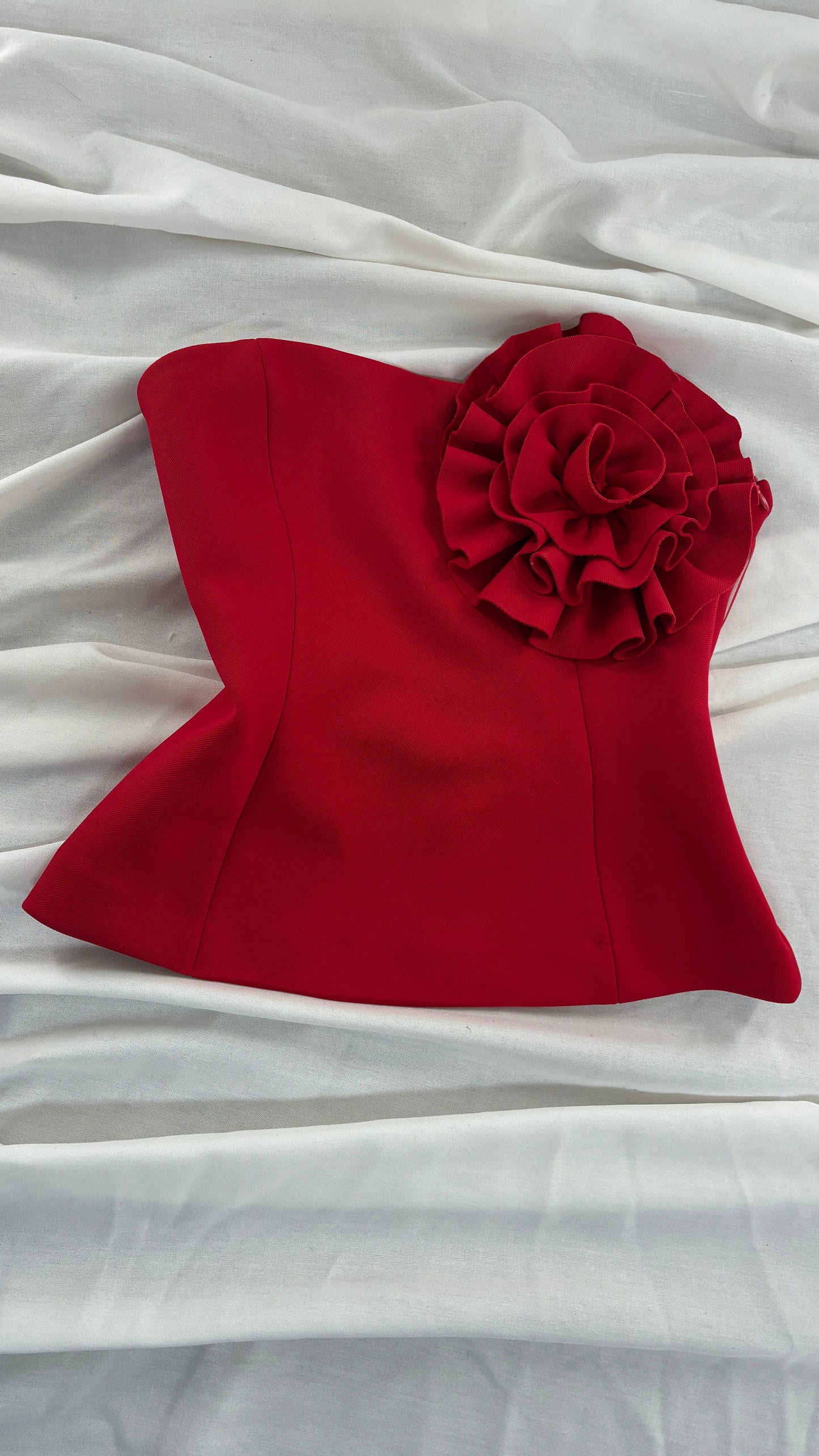 ZARA Red Corset with Oversized Rosette Detail and tags attached  (Small)