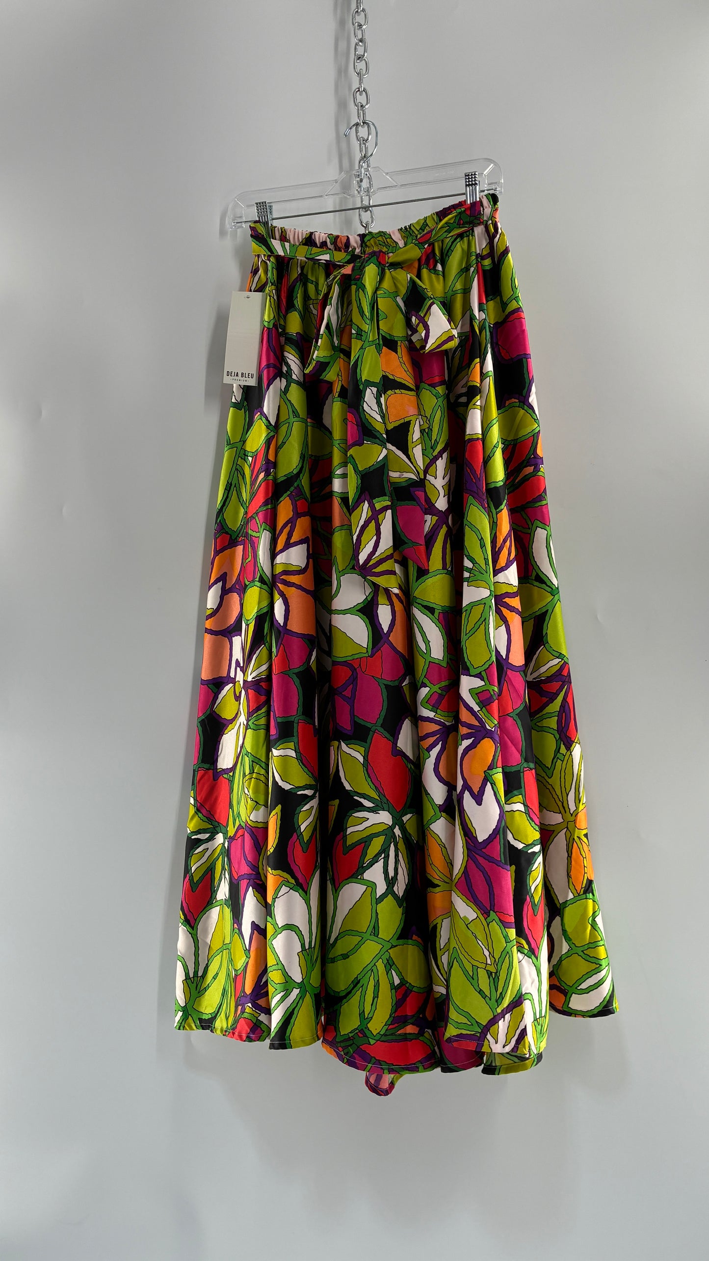 DEJA BLEU Tropical Vibrant Voluminous Maxi Skirt with Tags Attached (Large)