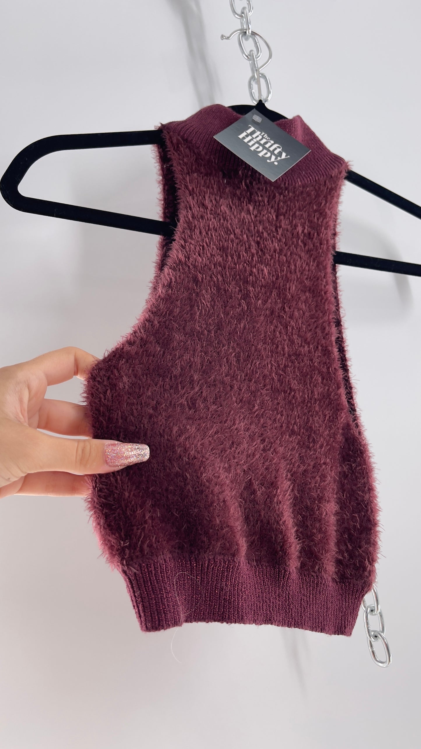 Urban Outfitters Fuzzy Burgundy Turtleneck Tank (Medium)