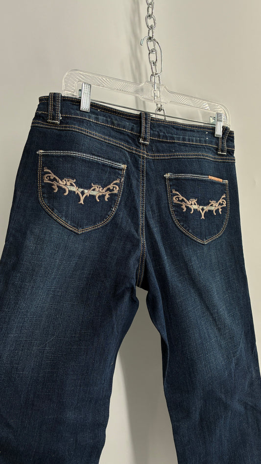 Vintage BUFFALO Dark Wash Embroidered Pocket Jeans (32x33)