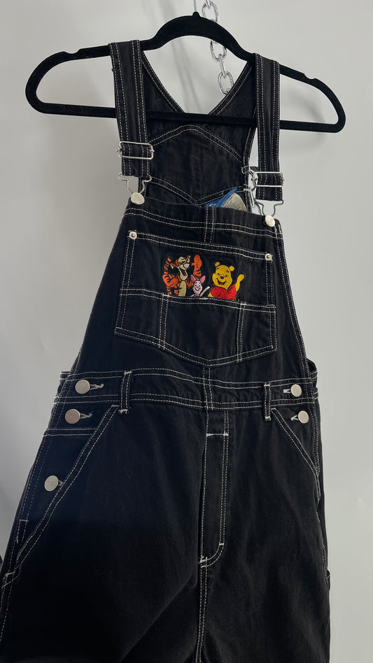 Vintage 80s Nostalgic Disney POOH Denim Embroidered Overall Jumpsuit (Medium)