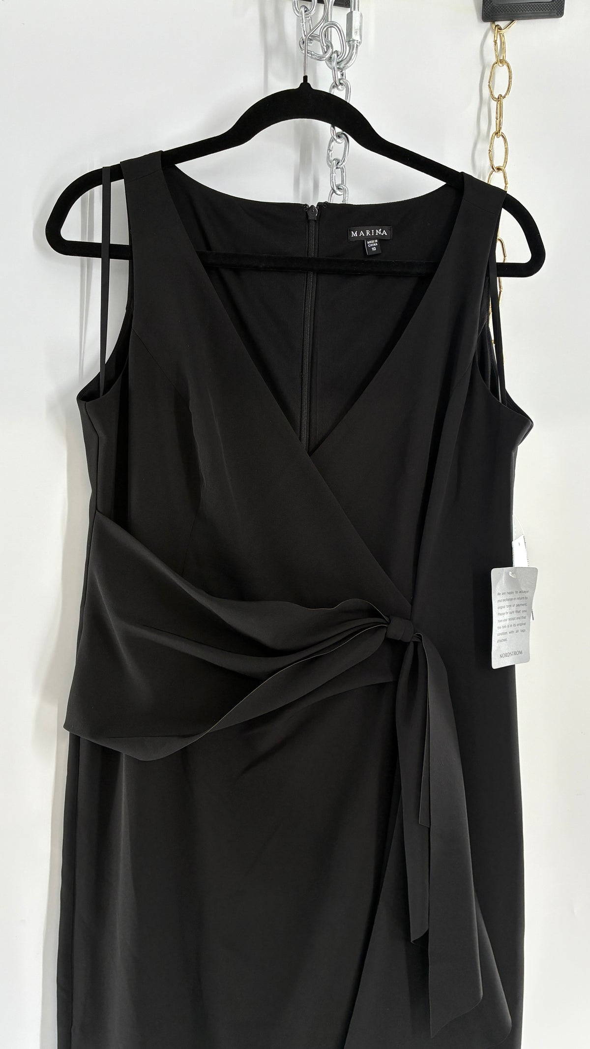 Deadstock Vintage MARINA Black Gown with Draping and Tags Attached (10)