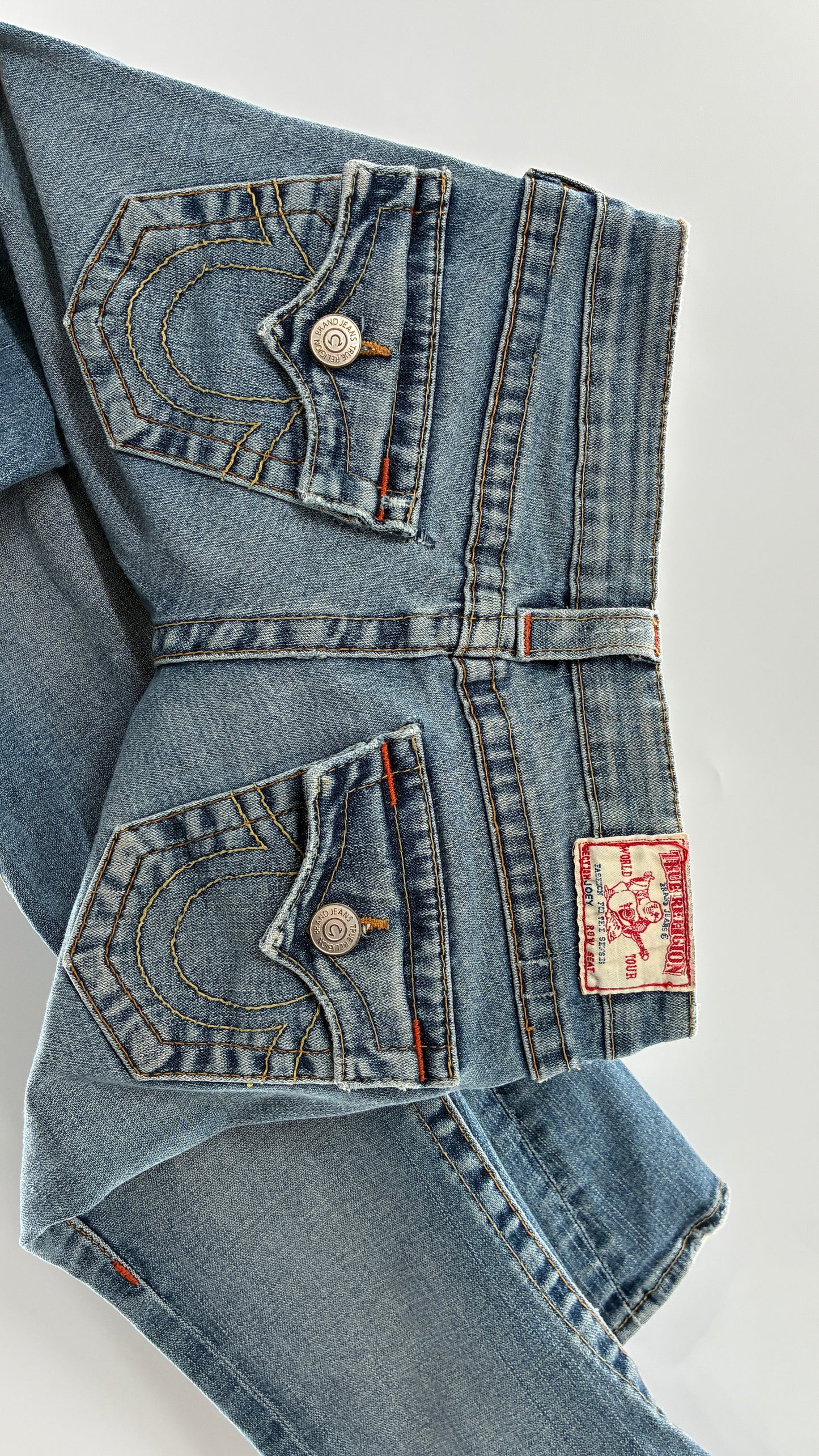 Vintage True Religion Light Wash, Low Rise Kick Flare Jeans (26)