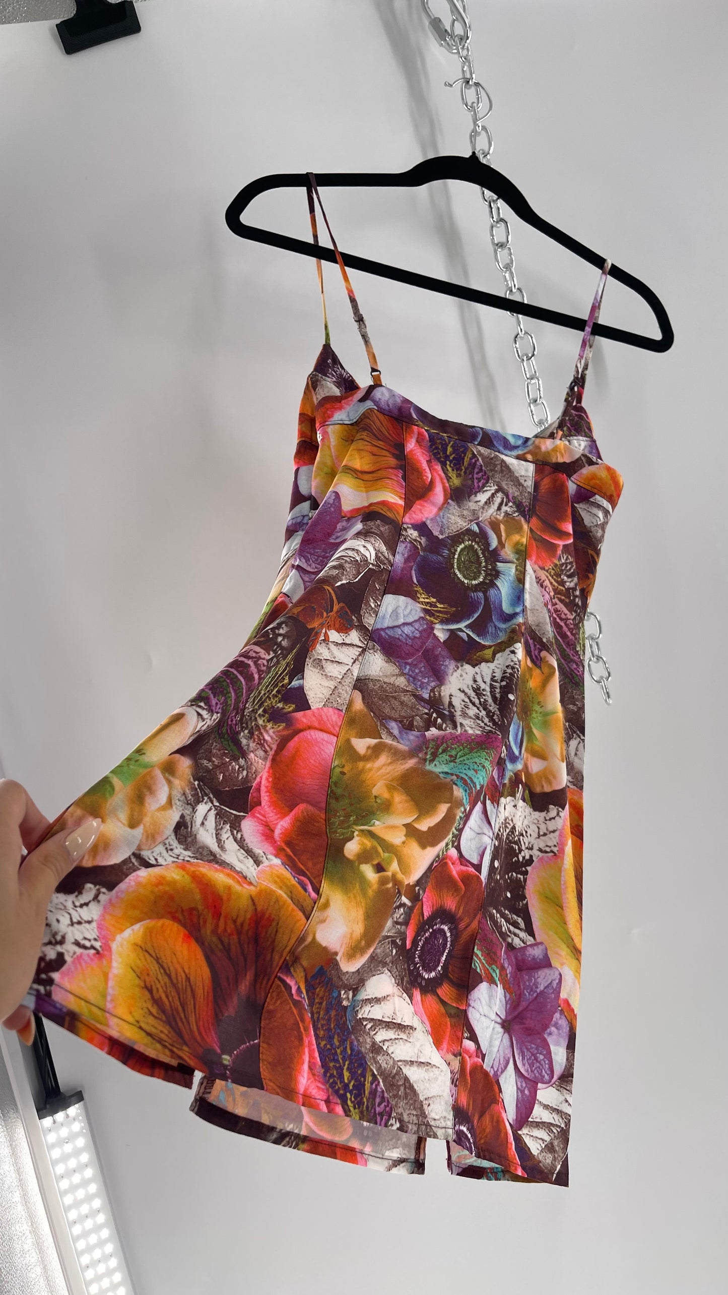 Urban Outfitters Colorful Floral Graphic Psychedelic Mini Dress (XS)