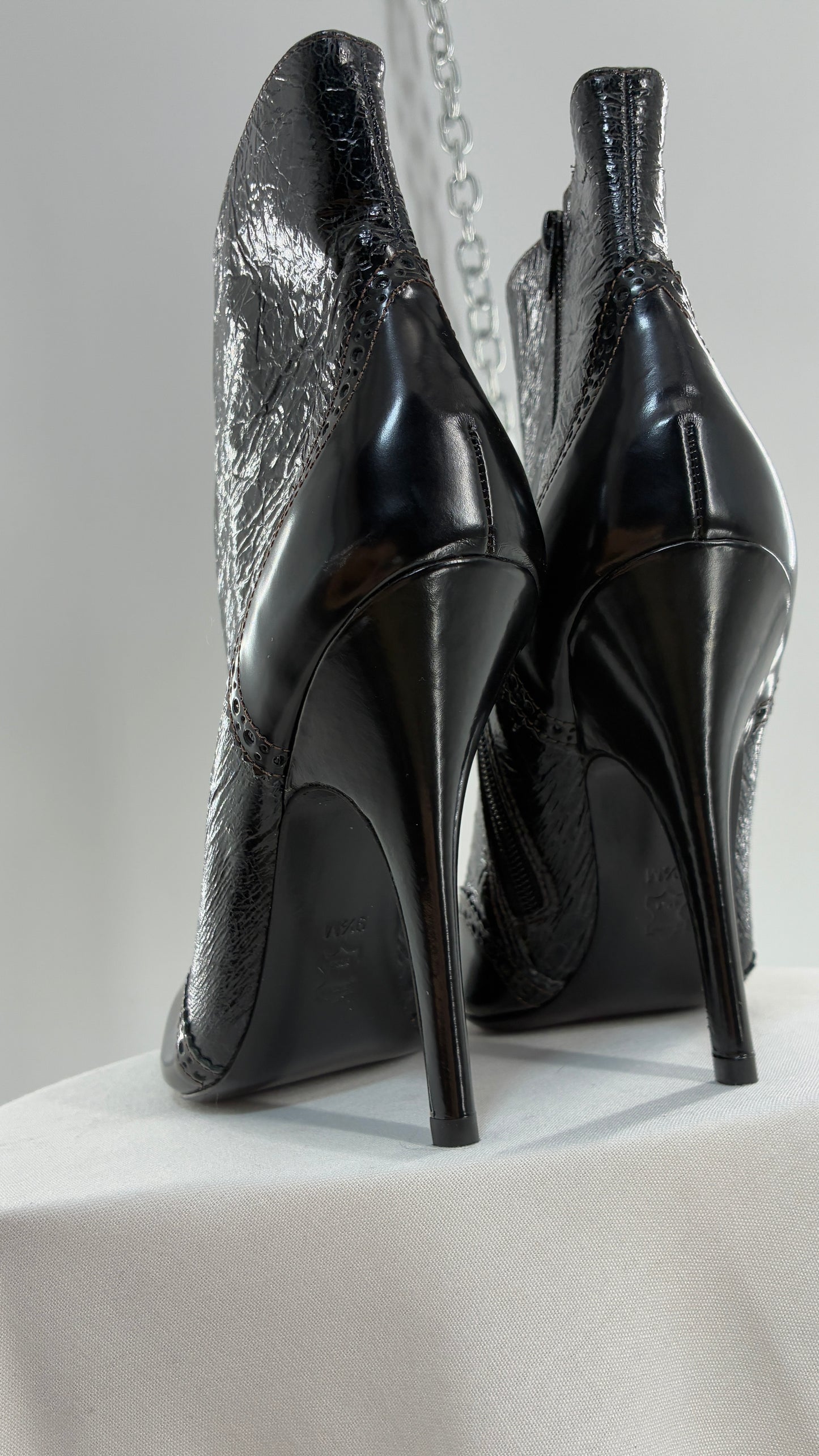 Vintage TORY BURCH Black Patent Leather Stiletto Boots  (9.5)