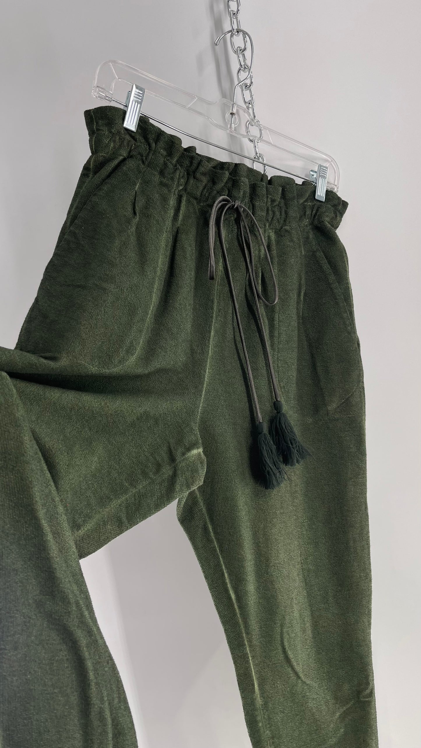 Something Navy Portugal Made Army Green Gauze Hand Dyed Joggers(Medium)