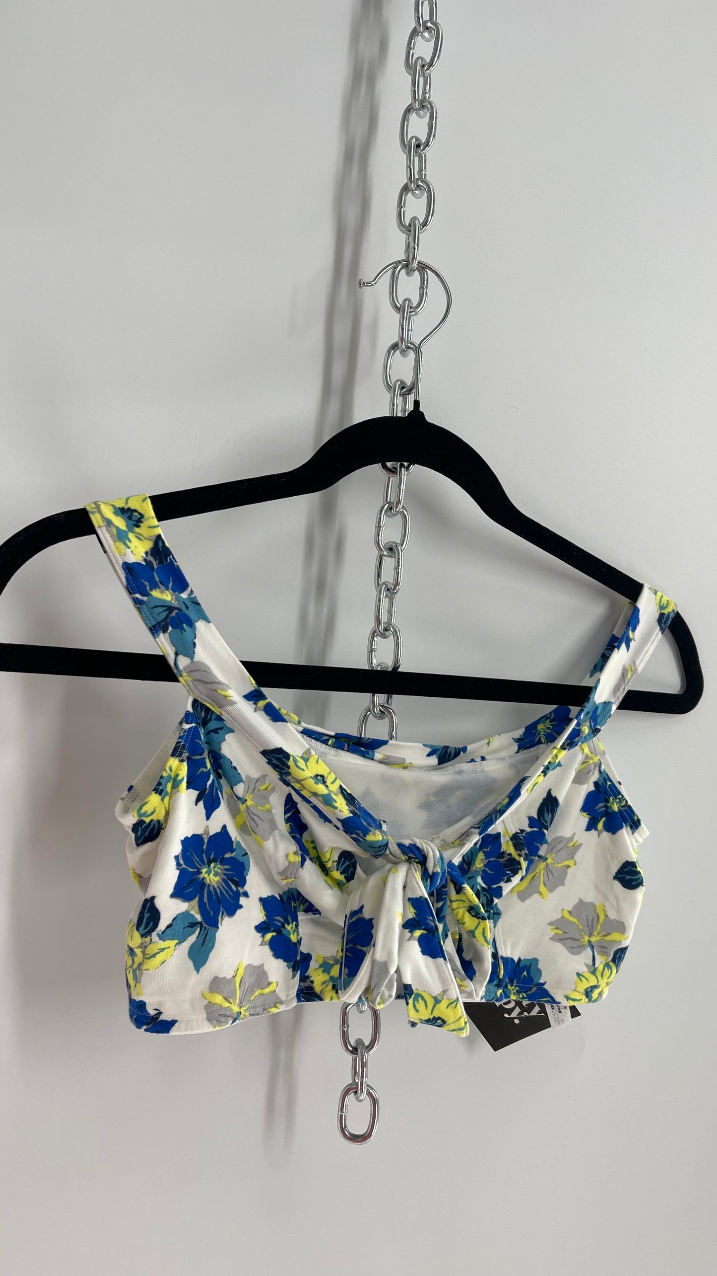 Intimately Free People White Floral Tie Front Crop (Small)