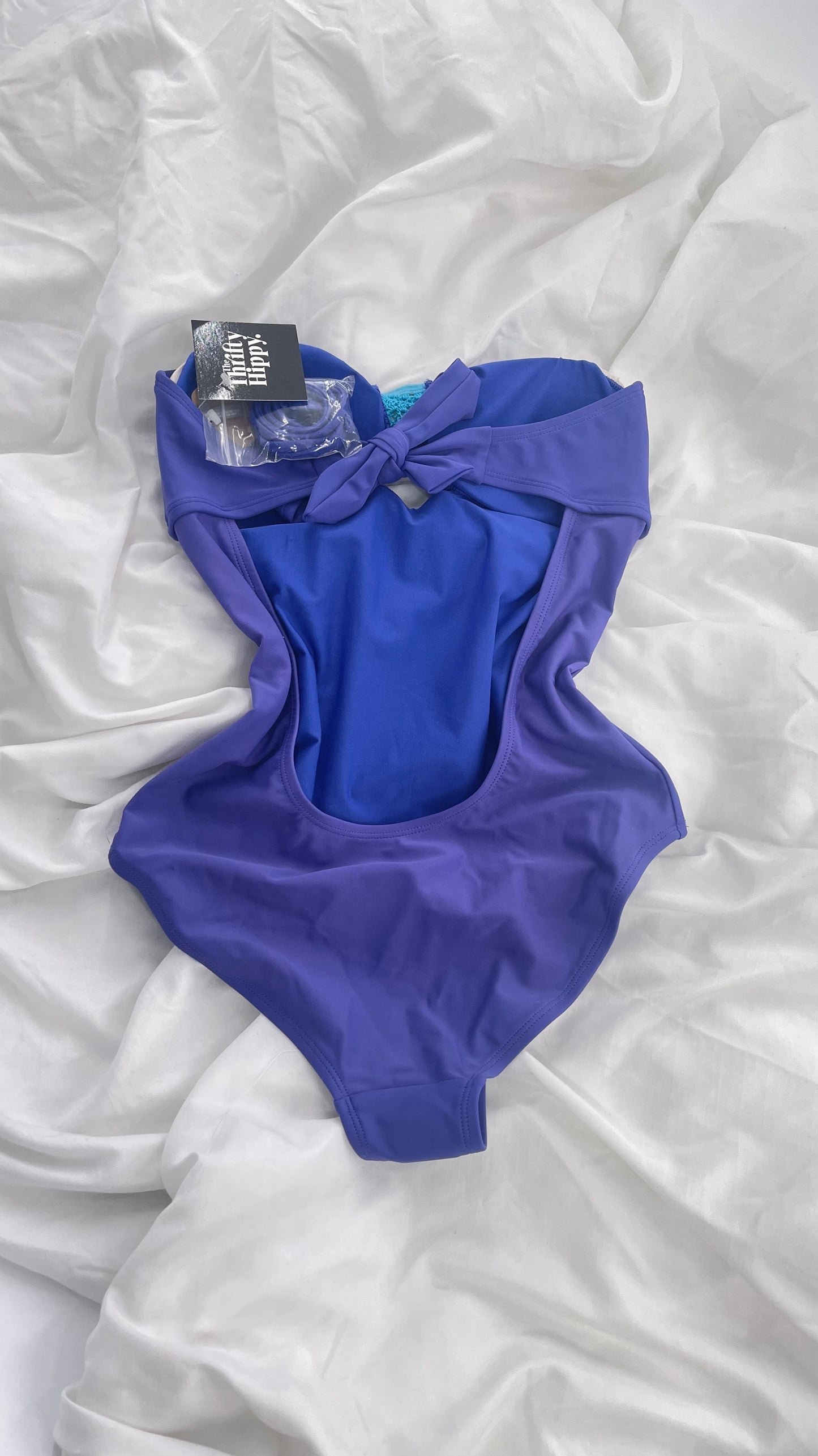 Aerie Purple/Blue One Piece Swimsuit with Crochet Bust and Open Back (Small)
